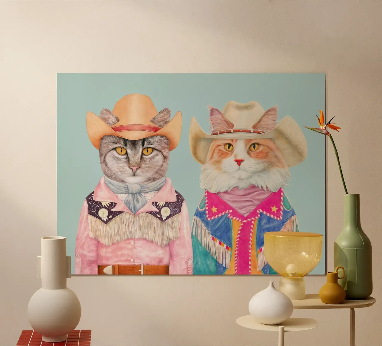 Gatti Rodeo - Tabby e Ginger poster con telaio in alluminio da Animal Crew