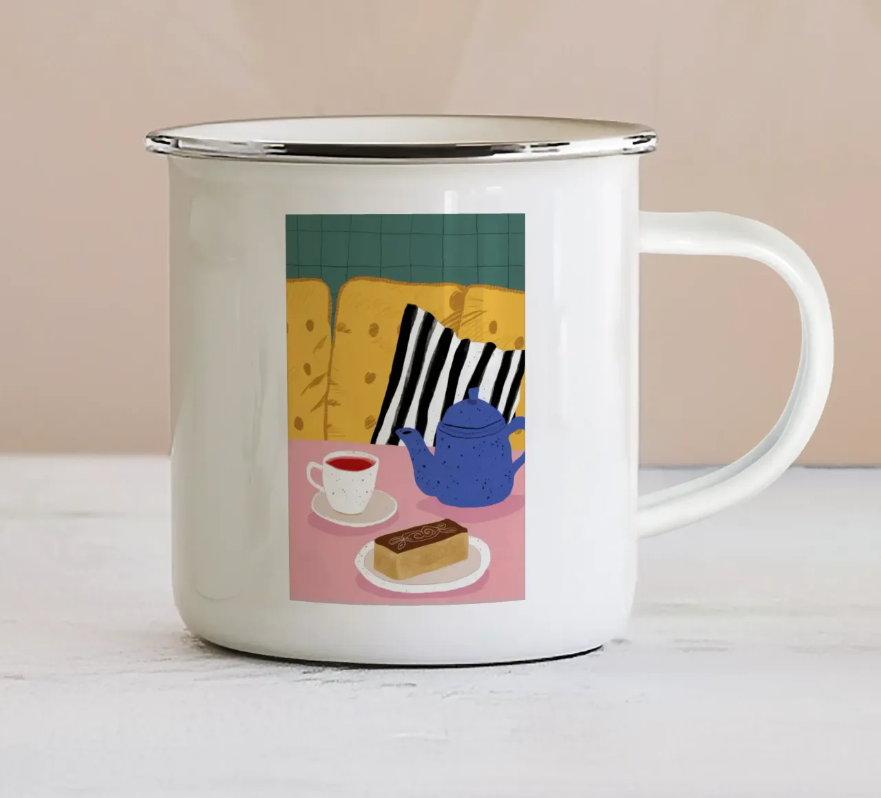 Teiera a righe Stillness tazza in smalto da Bruce Juice