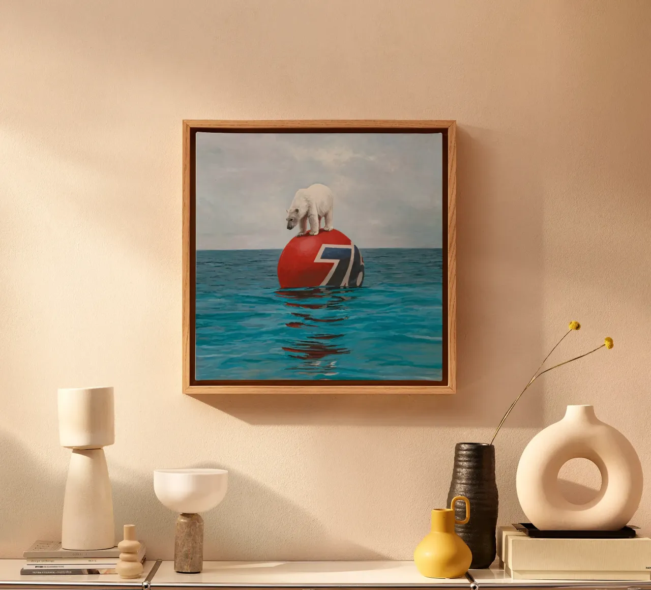 Josh Keyes Drift Print canvas with Floater frame by Trudeau Art Galley