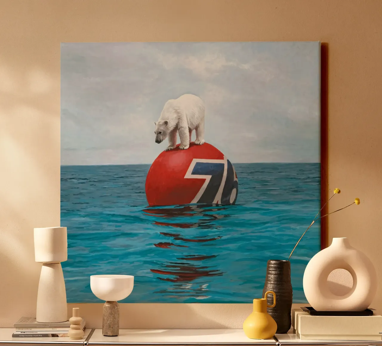 Josh Keyes Drift Print canvas with Floater frame by Trudeau Art Galley
