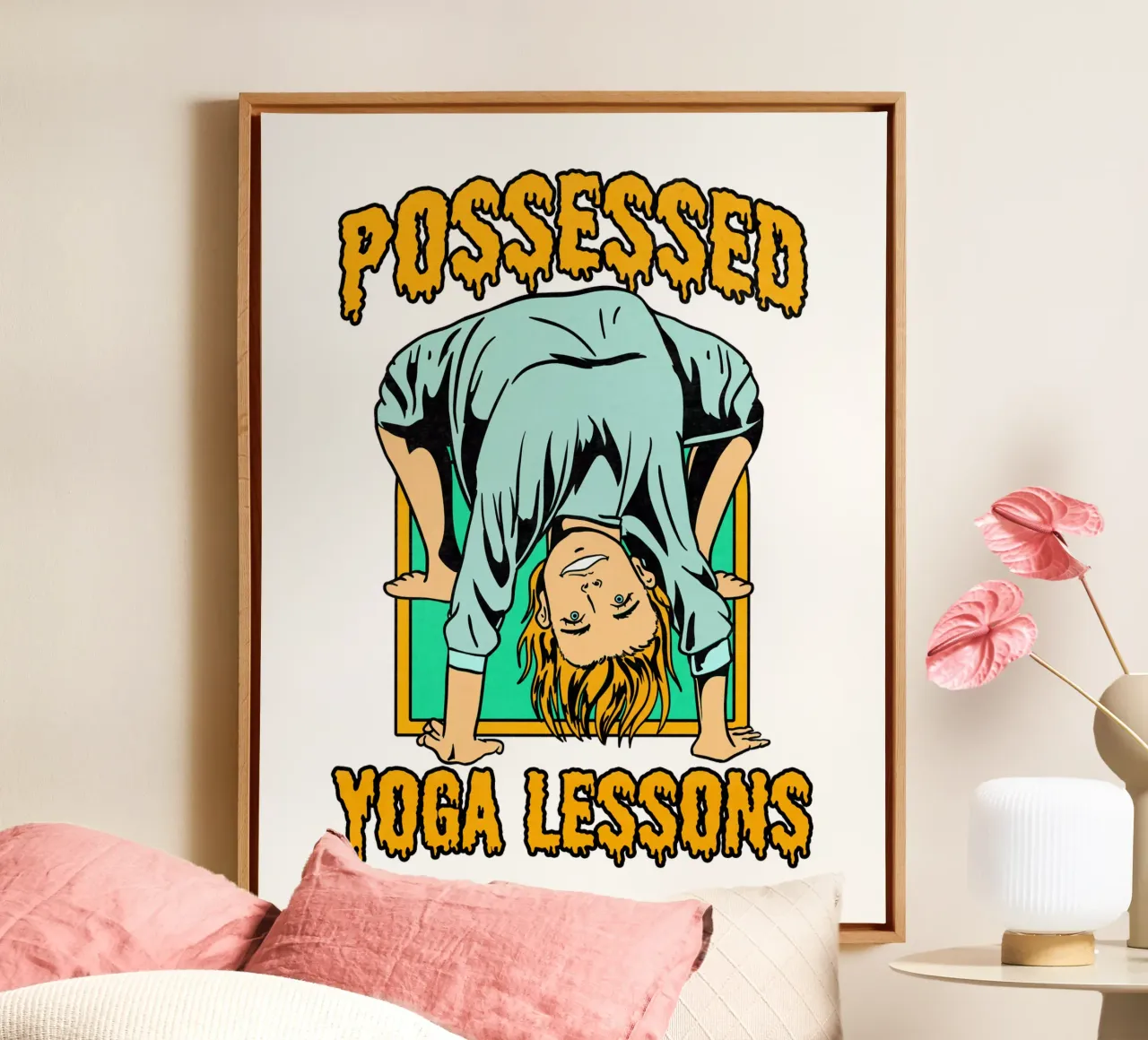 POSSESSED YOGA LESSONS canvas met Baklijst van edsonramosart