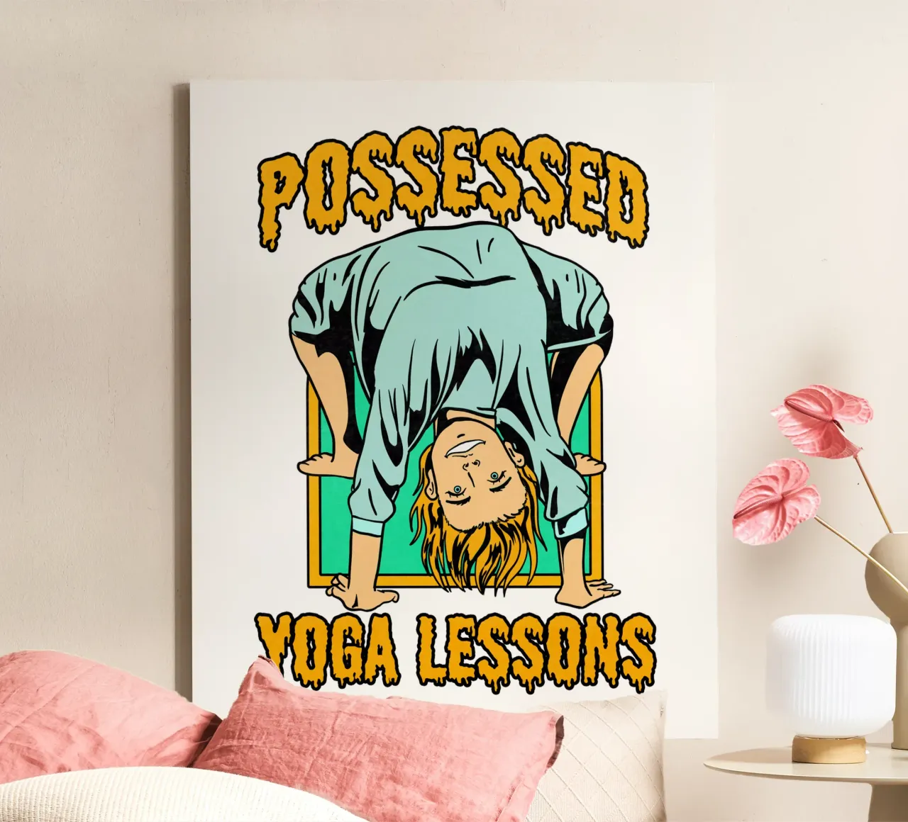POSSESSED YOGA LESSONS canvas met Baklijst van edsonramosart