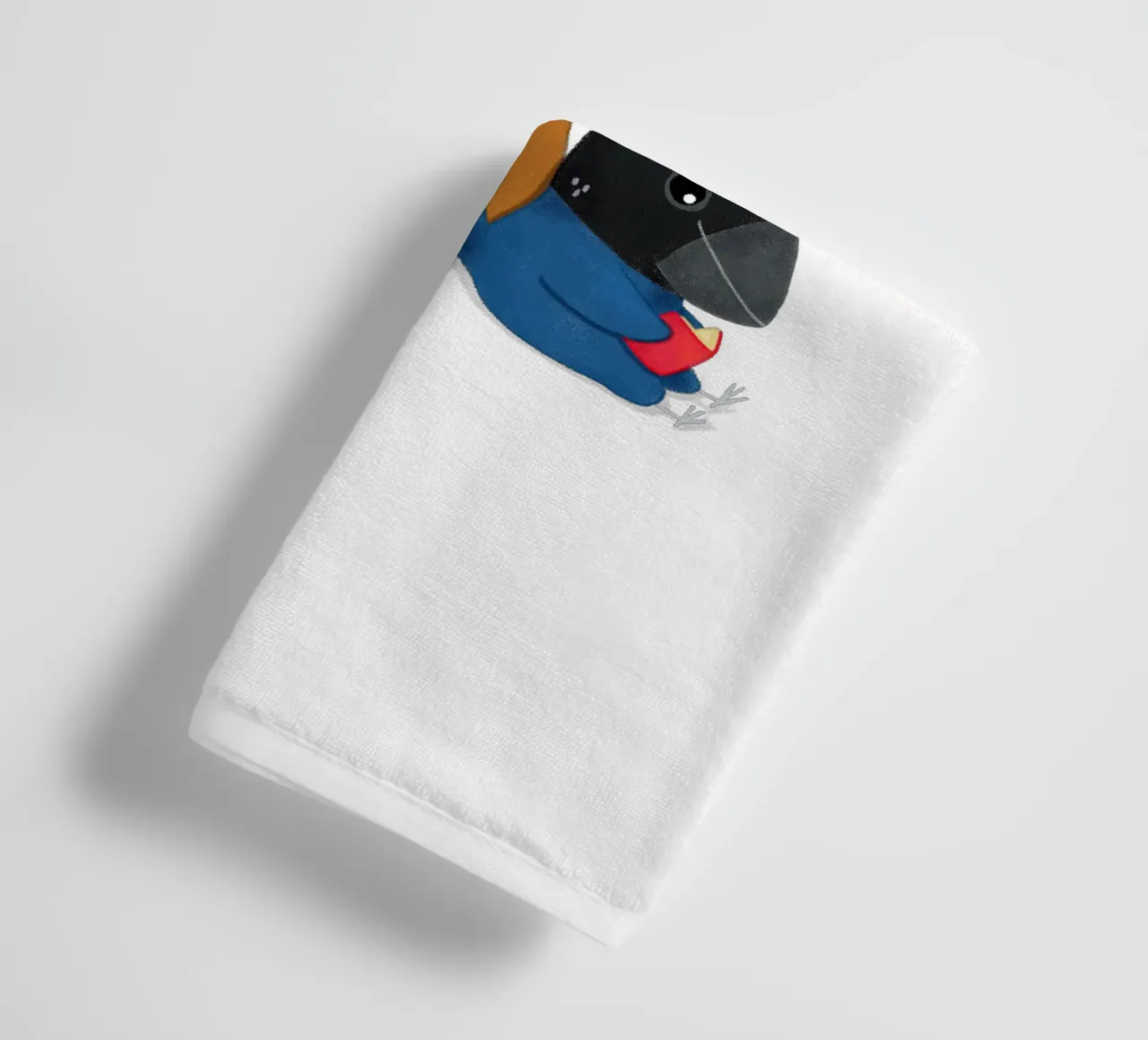 Capybara and Bird reading books towel by julianamotzko