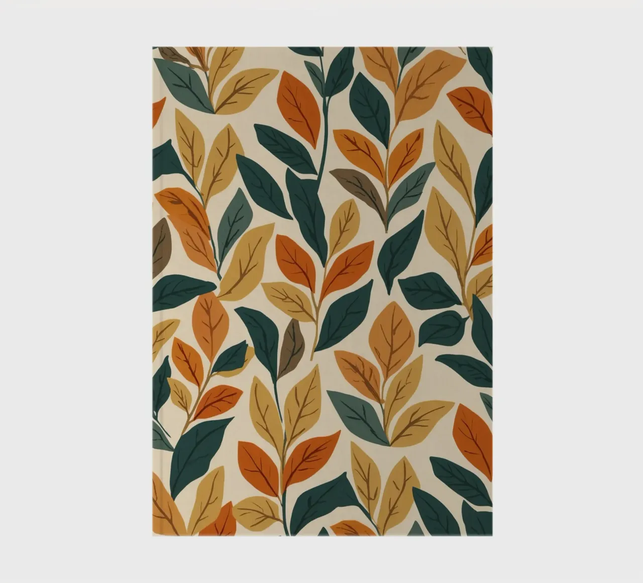 Repeating Pattern of Colored Leaves on Beige Background notebook by DesignDoodle
