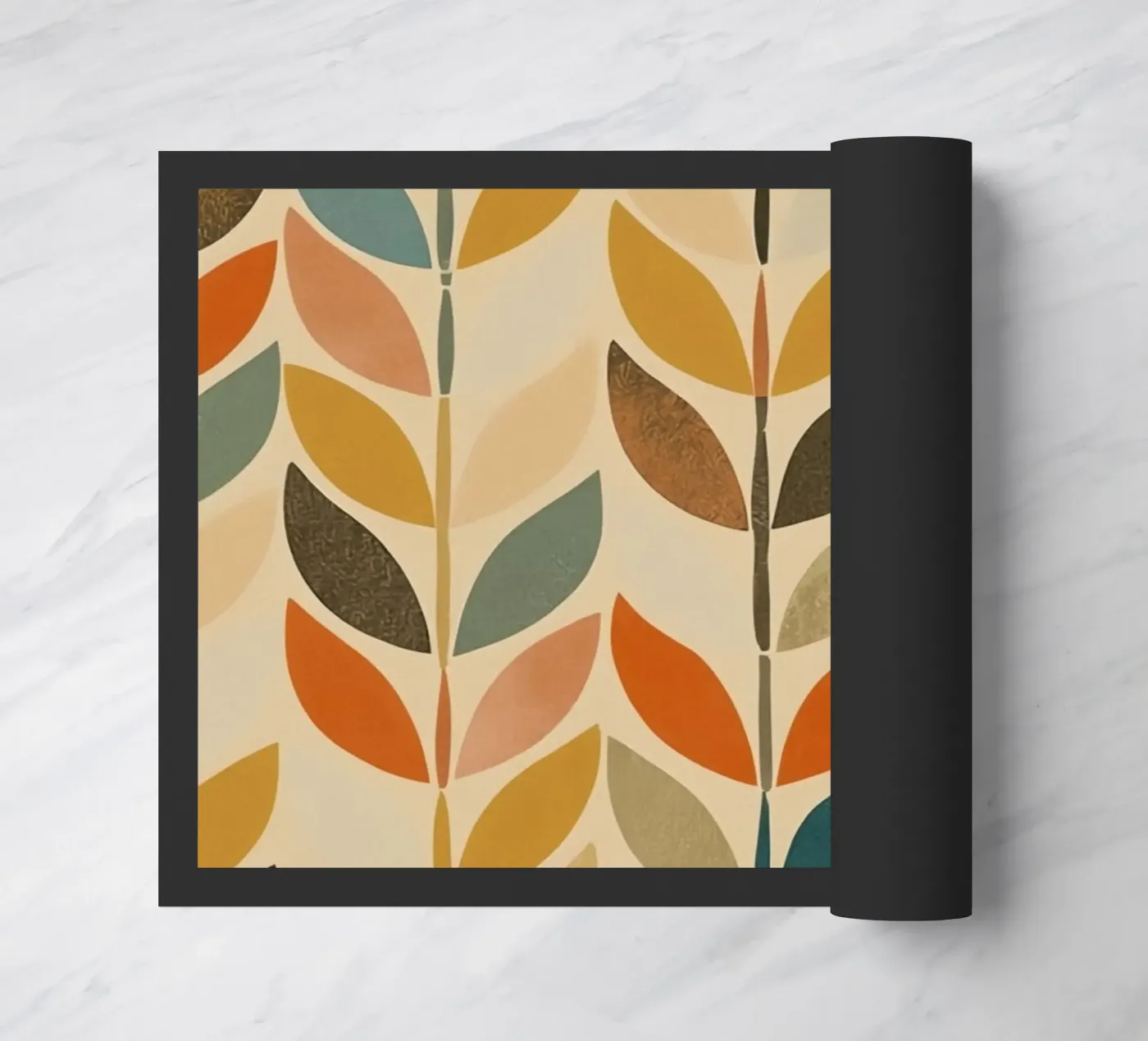 Repeating Leaf Stalk Pattern Multicolored wallpaper doormat by DesignDoodle