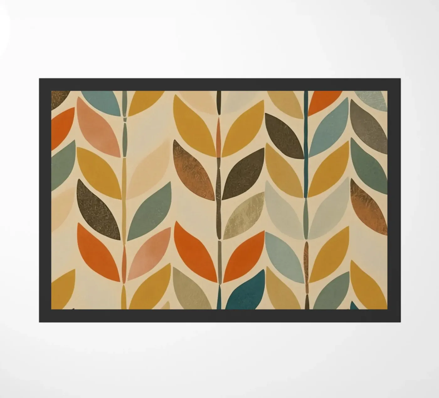 Repeating Leaf Stalk Pattern Multicolored wallpaper doormat by DesignDoodle