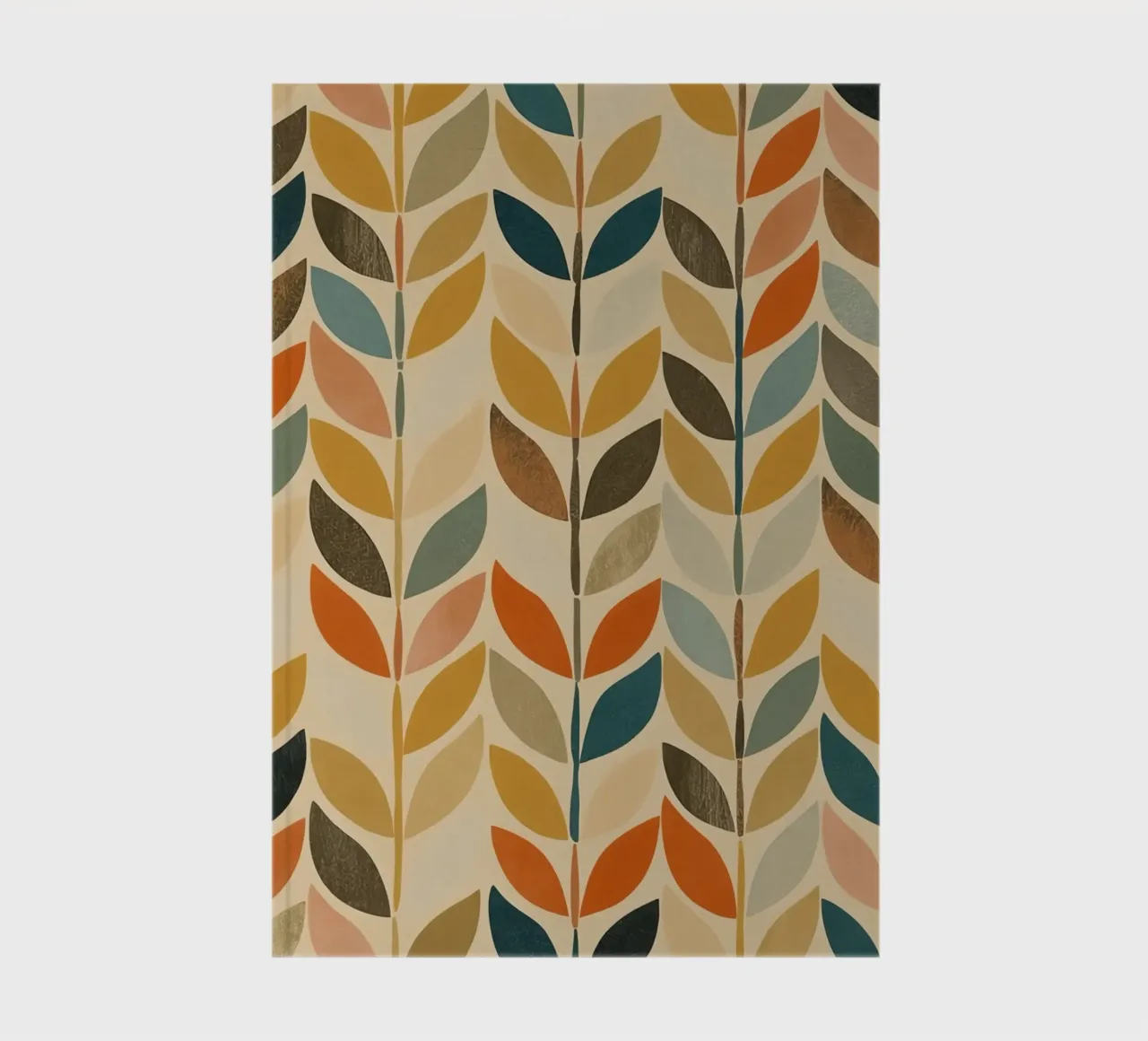 Repeating Leaf Stalk Pattern Multicolored wallpaper notebook by DesignDoodle