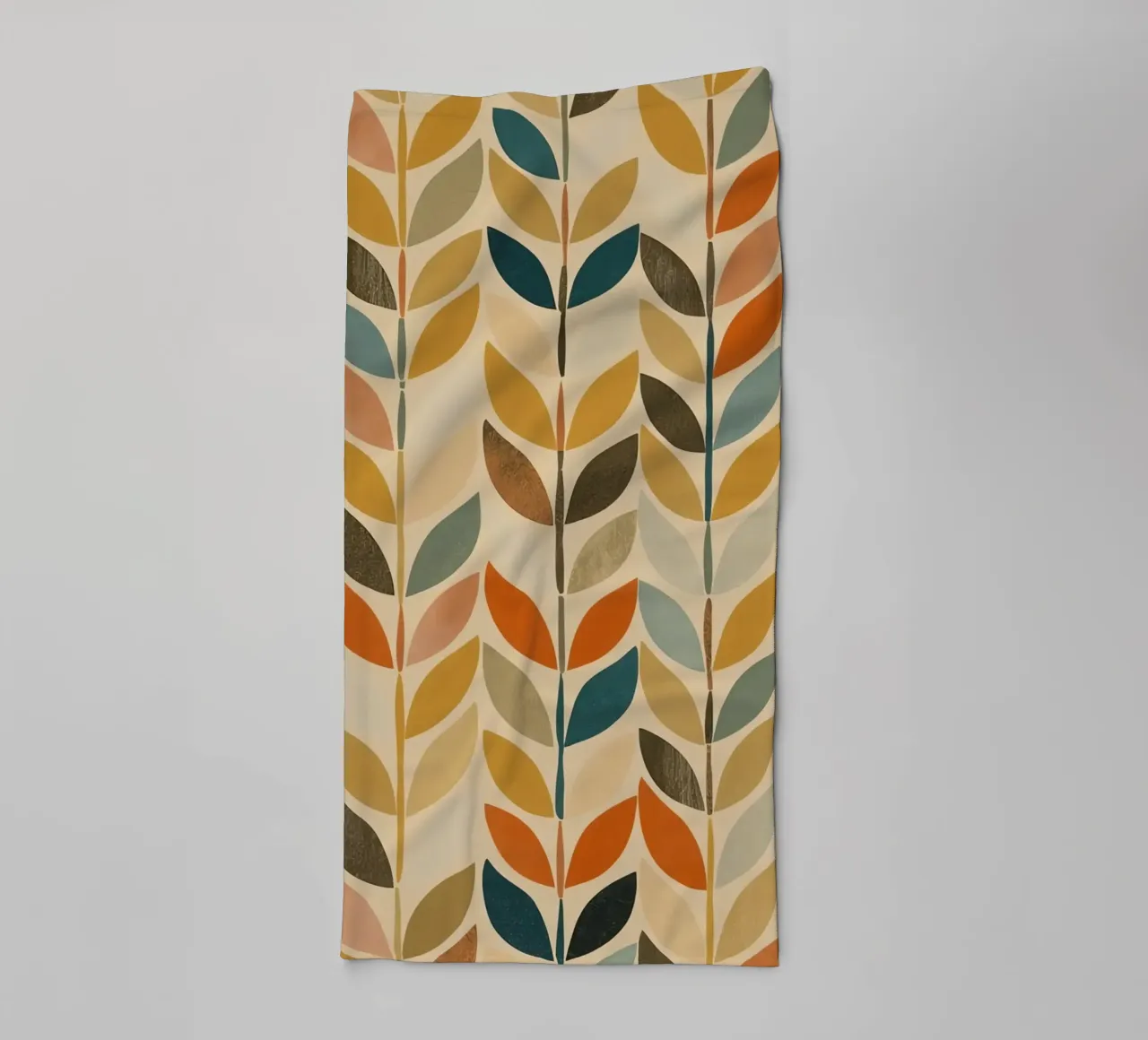 Repeating Leaf Stalk Pattern Multicolored wallpaper towel by DesignDoodle