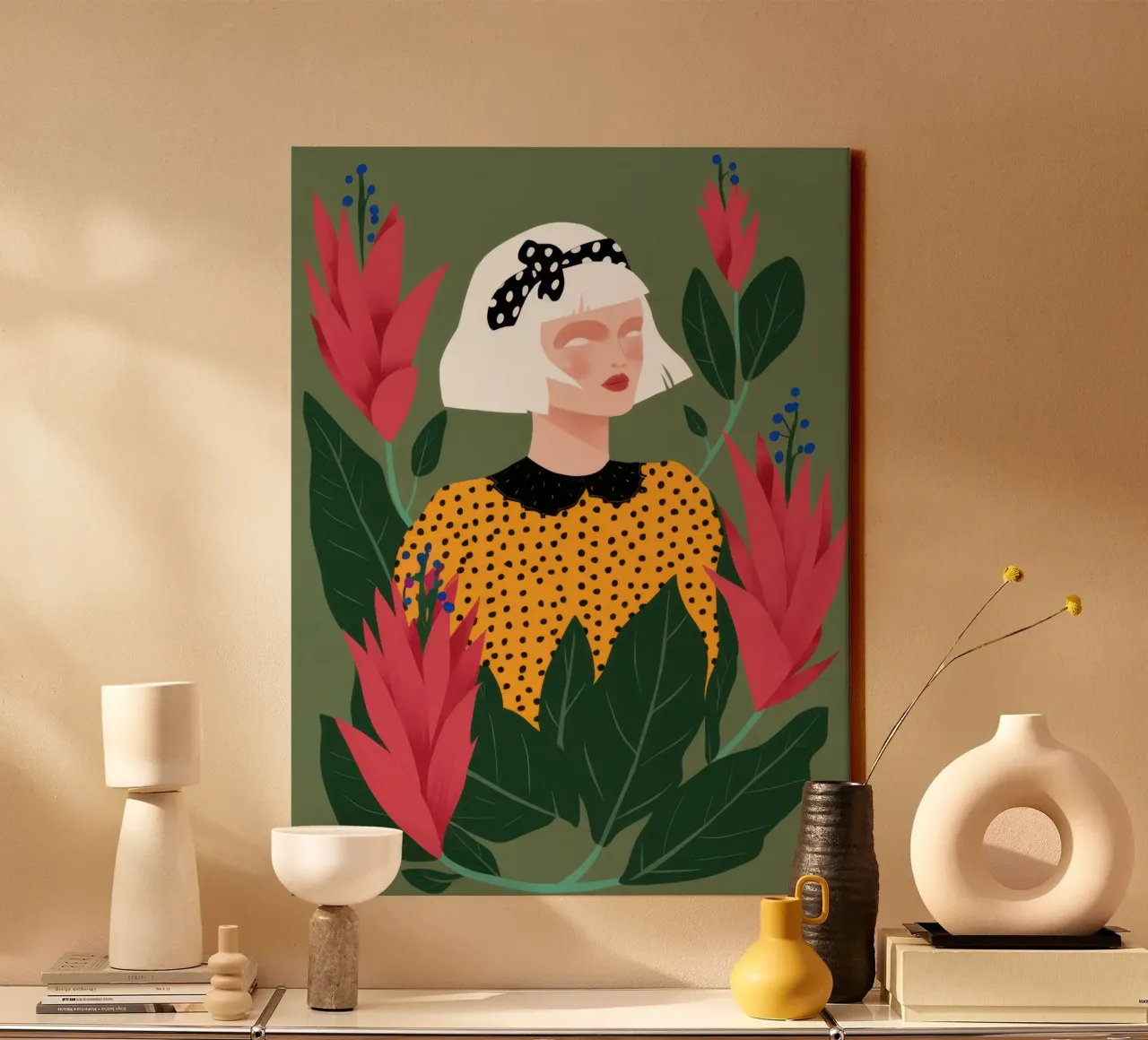Luipaardprint Poise canvas met Baklijst van Bruce Juice