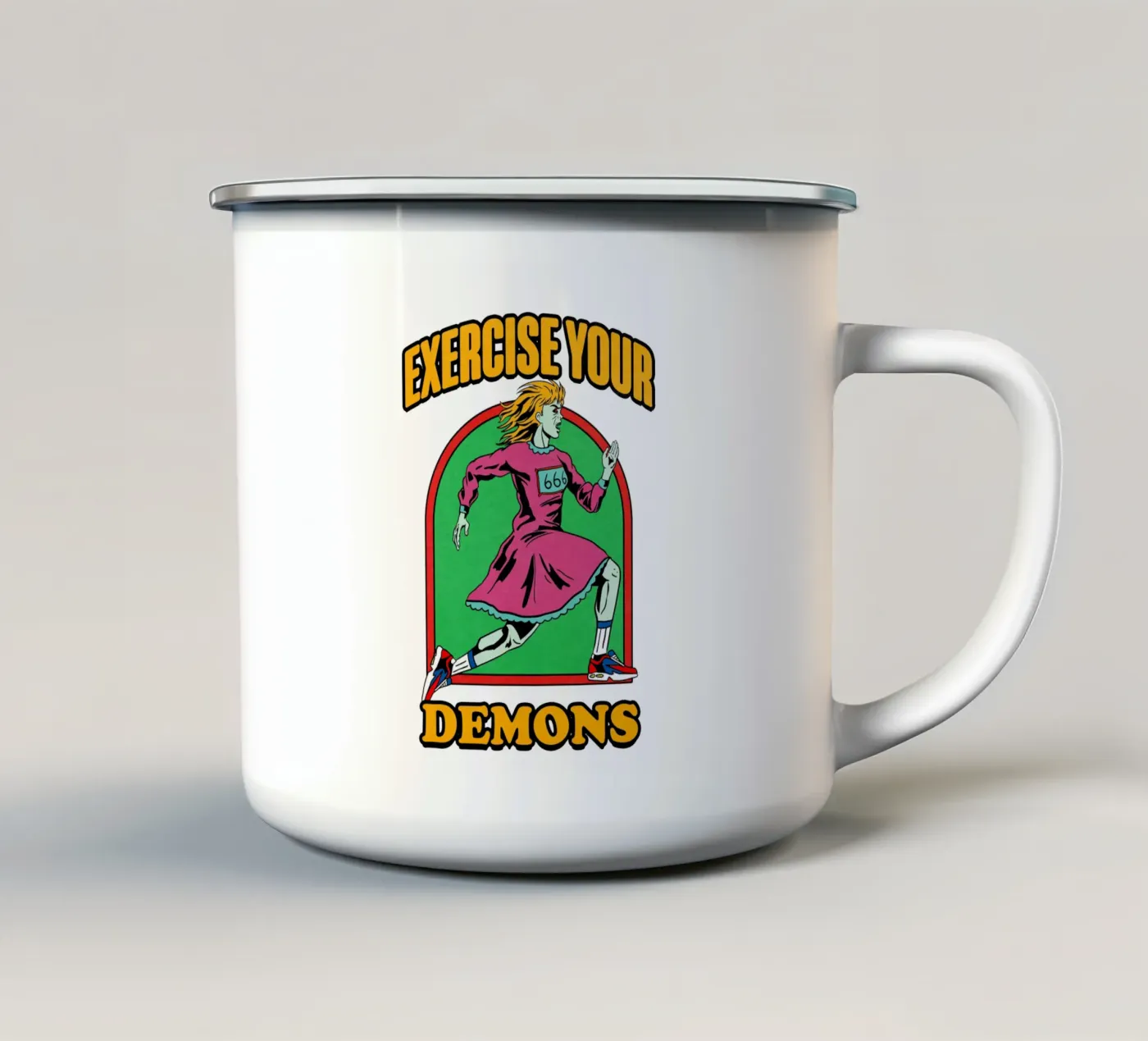 Exercise enamel mug by edsonramosart