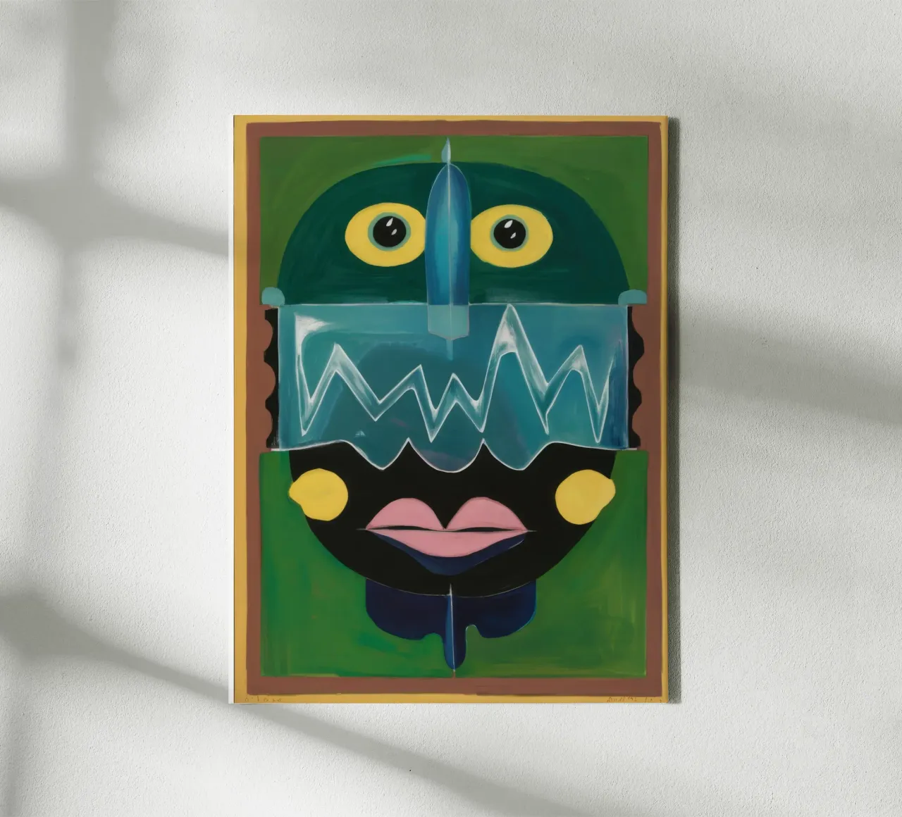 Abstracte groene totem canvas met Baklijst van Bruce Juice