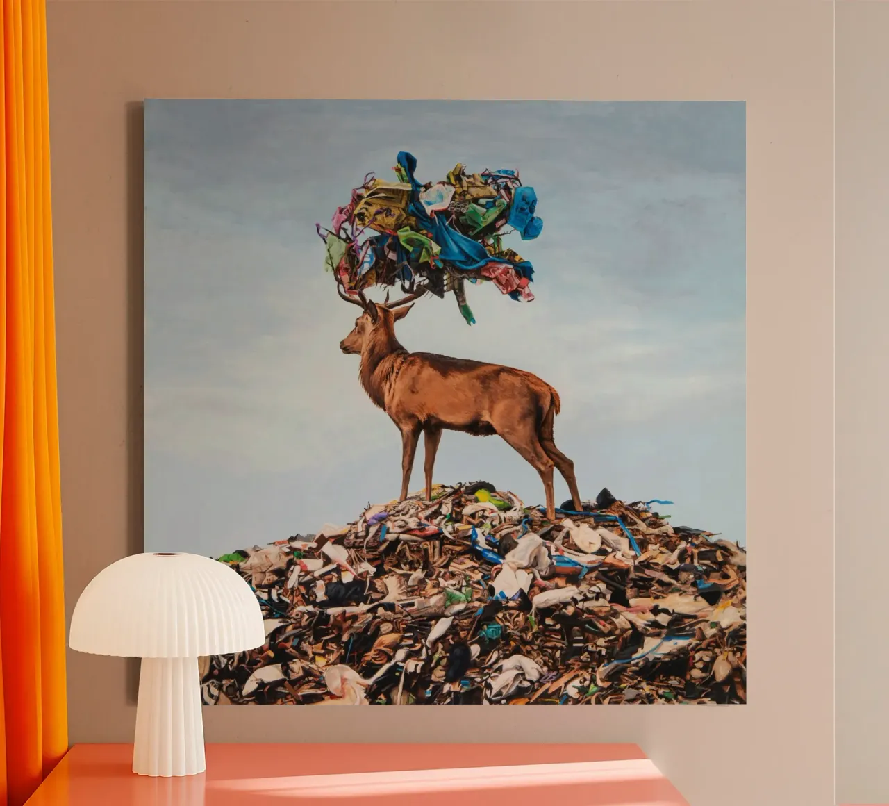 Josh Keyes Kroon canvas met Baklijst van Trudeau Art Galley