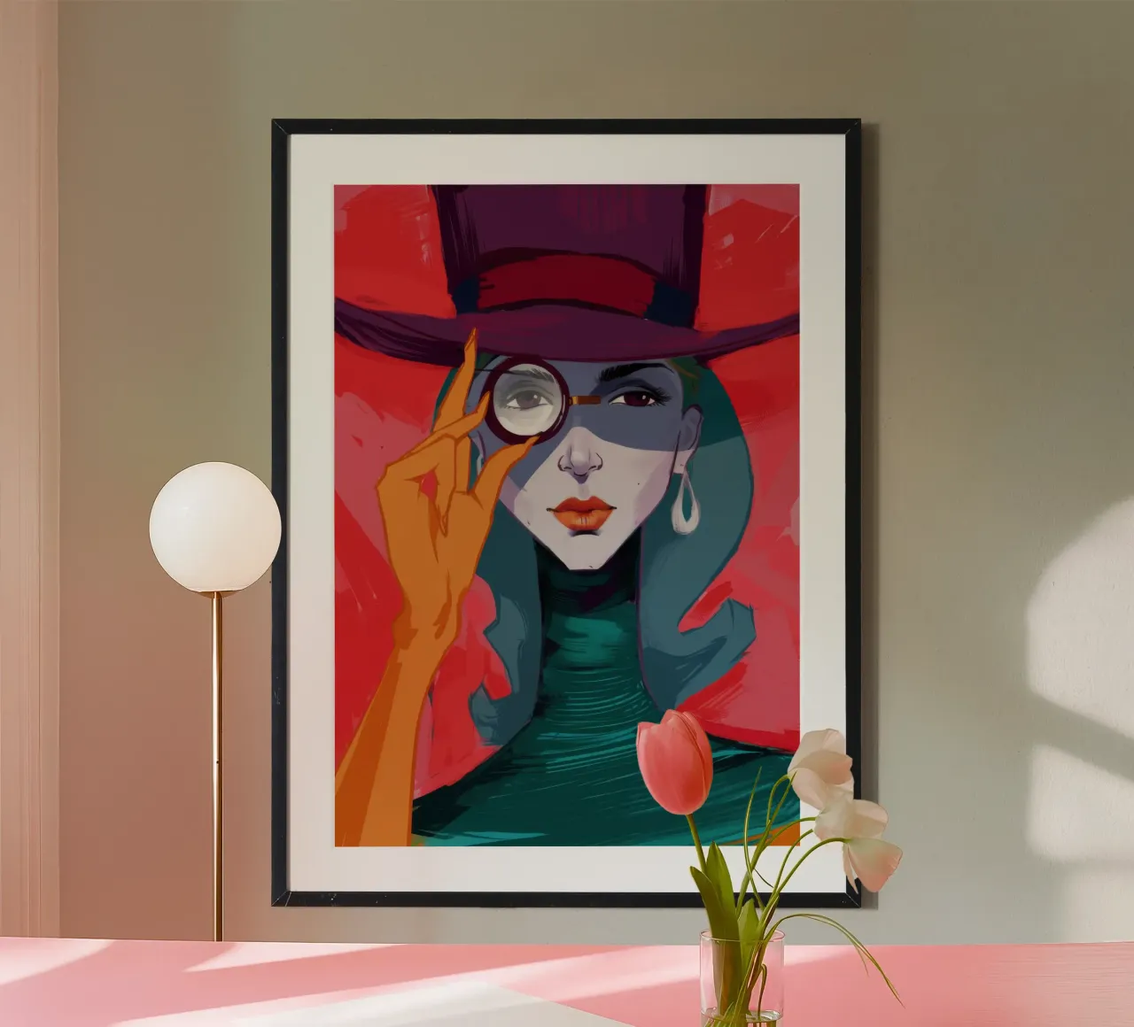 Enigma dalle labbra cremisi poster con telaio in plastica da Autumn Season