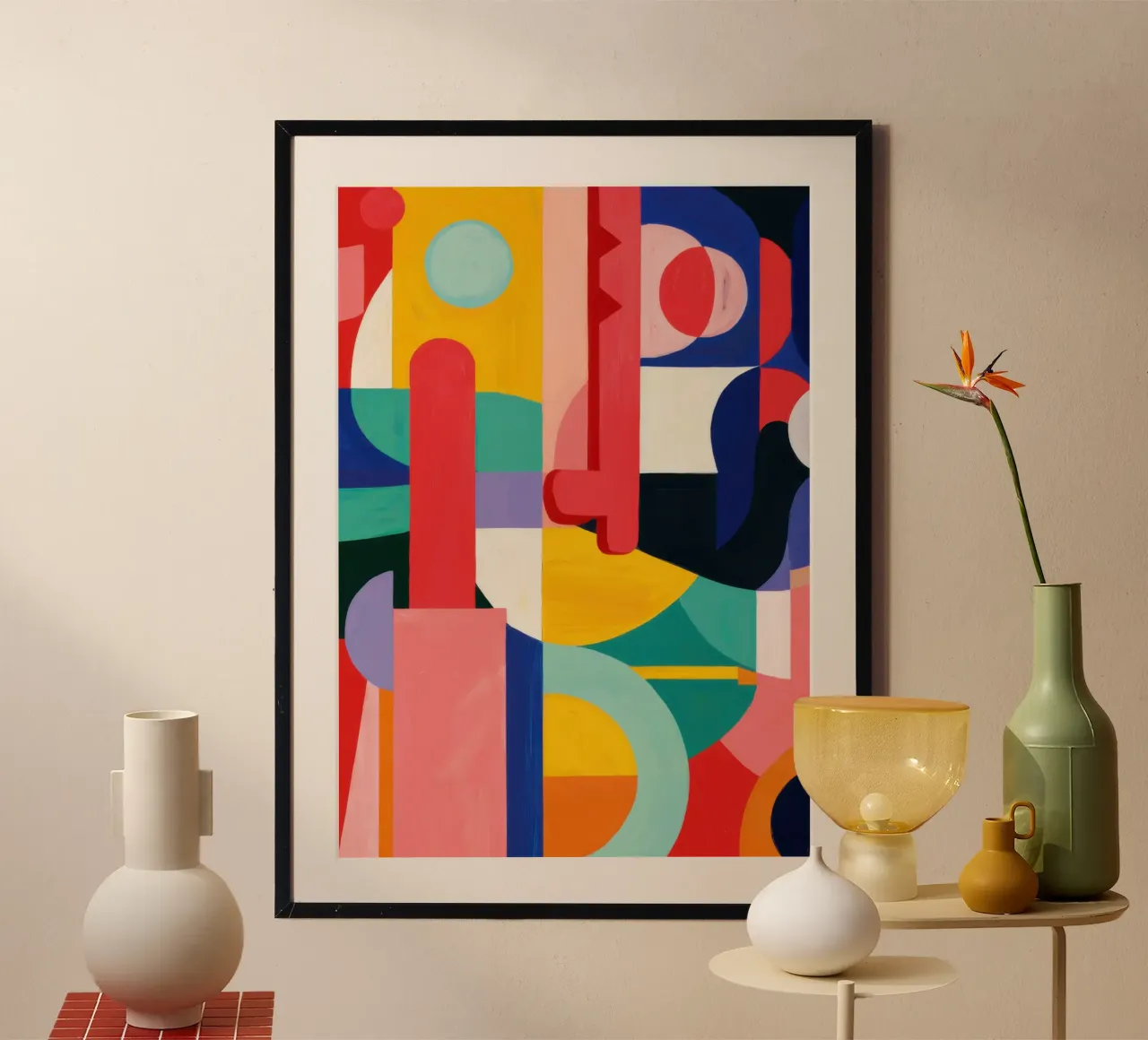 Cascata di colori cubisti poster con telaio in alluminio da Bruce Juice