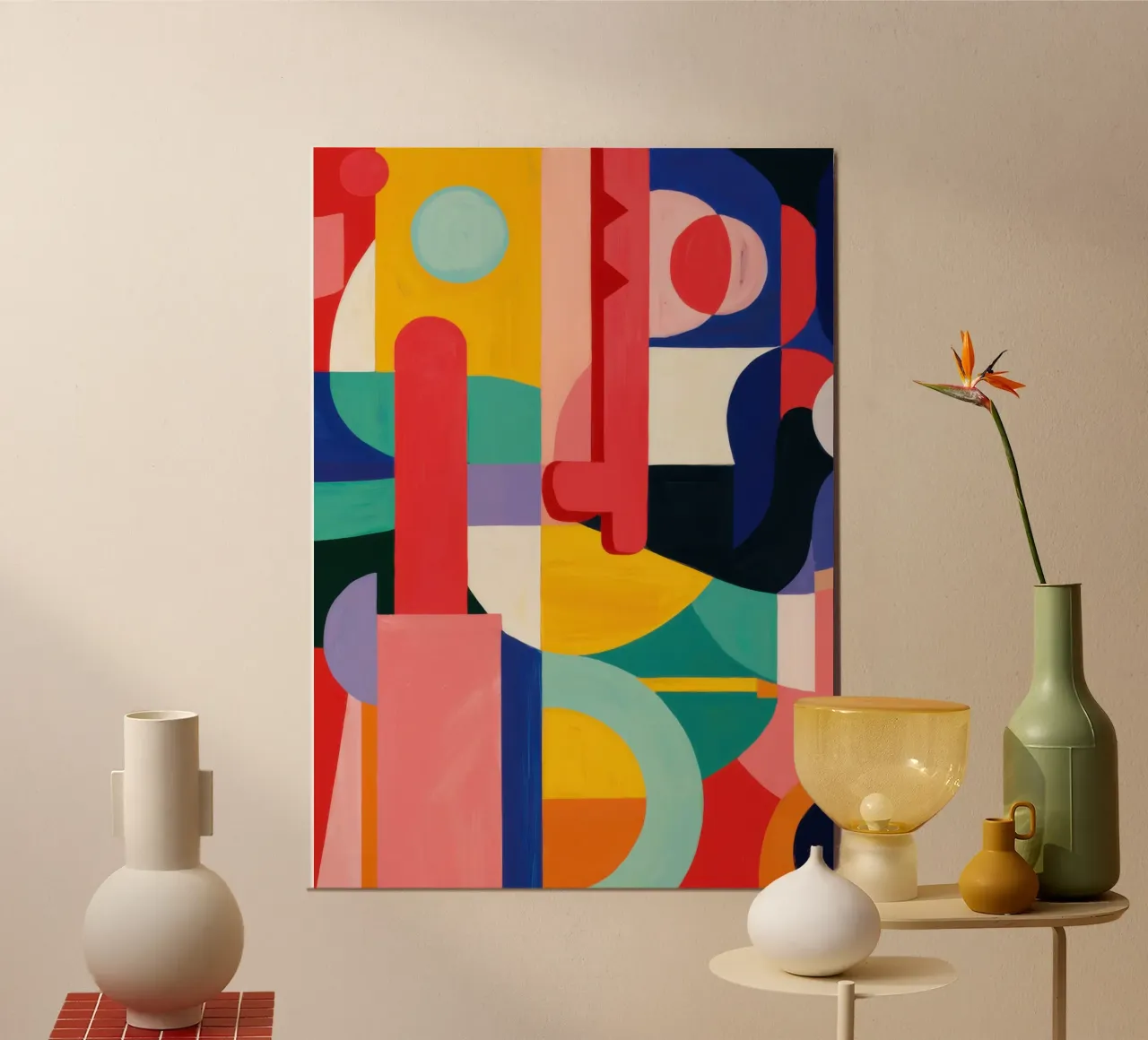 Cascata di colori cubisti poster con telaio in alluminio da Bruce Juice
