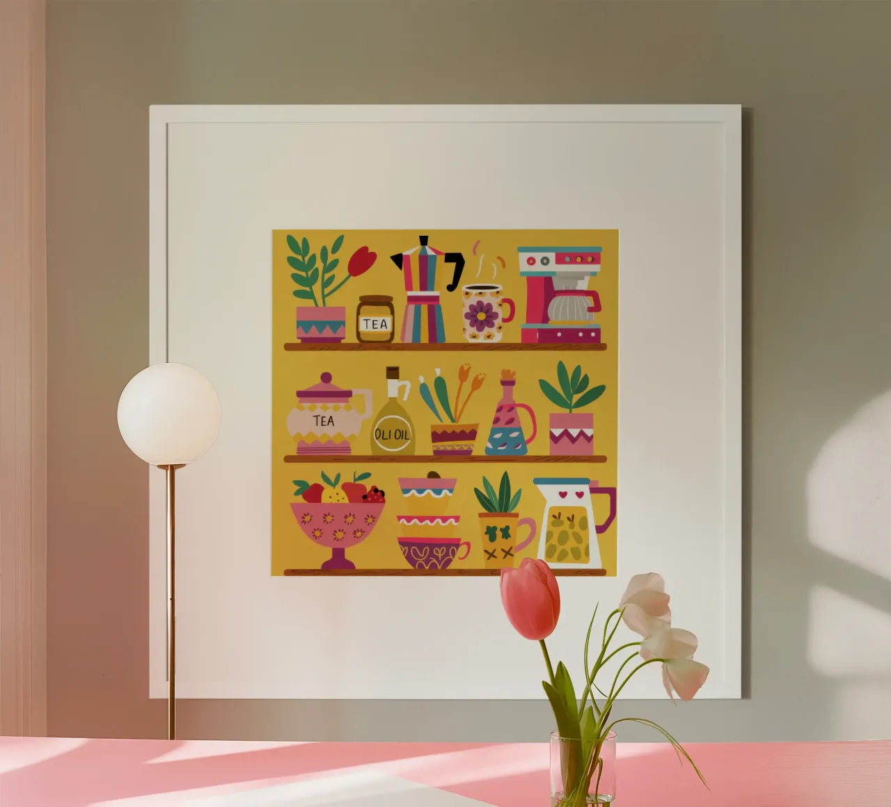 Accogliente scaffale da cucina poster con telaio in legno da Autumn Season