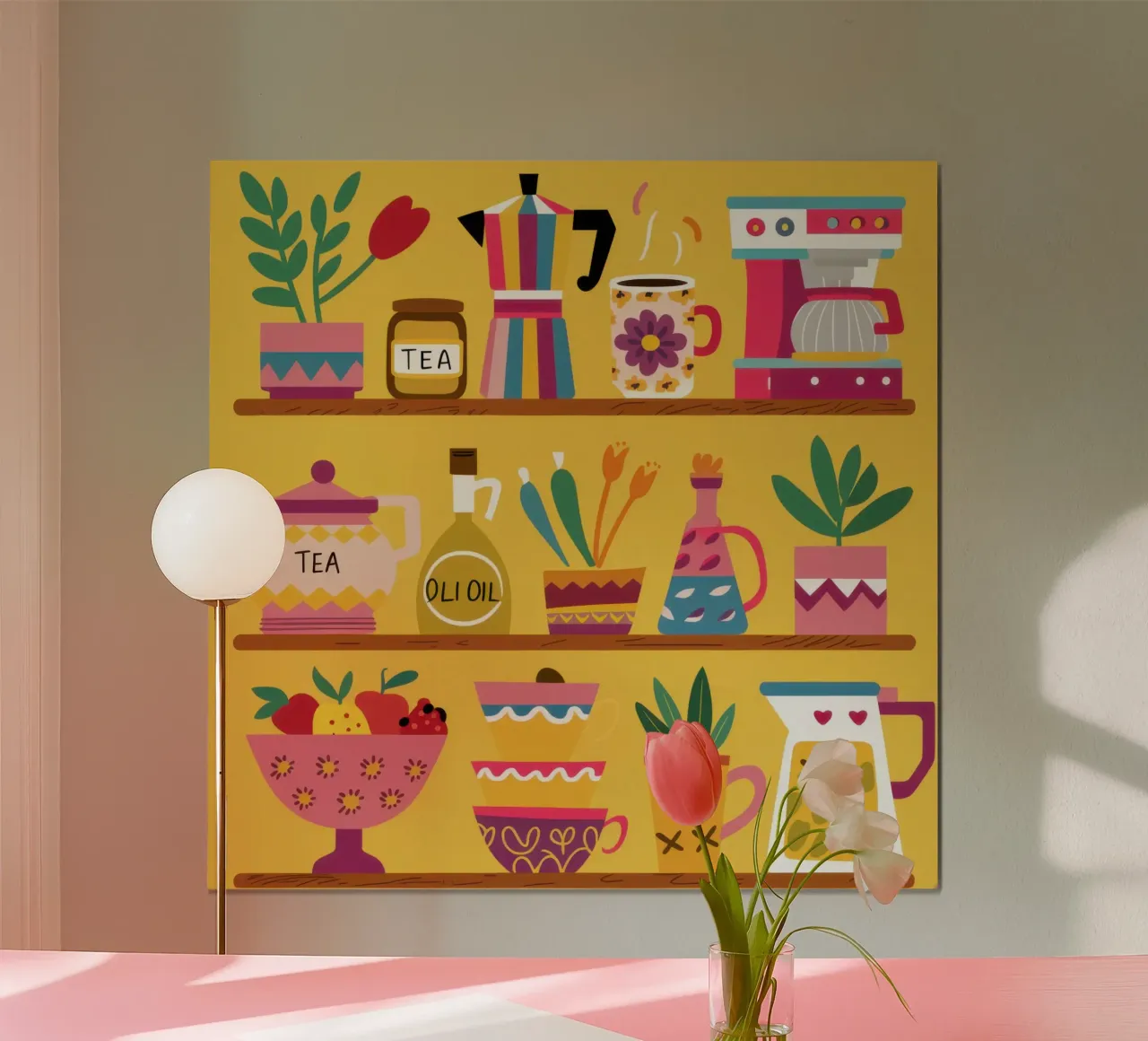 Accogliente scaffale da cucina poster con telaio in legno da Autumn Season