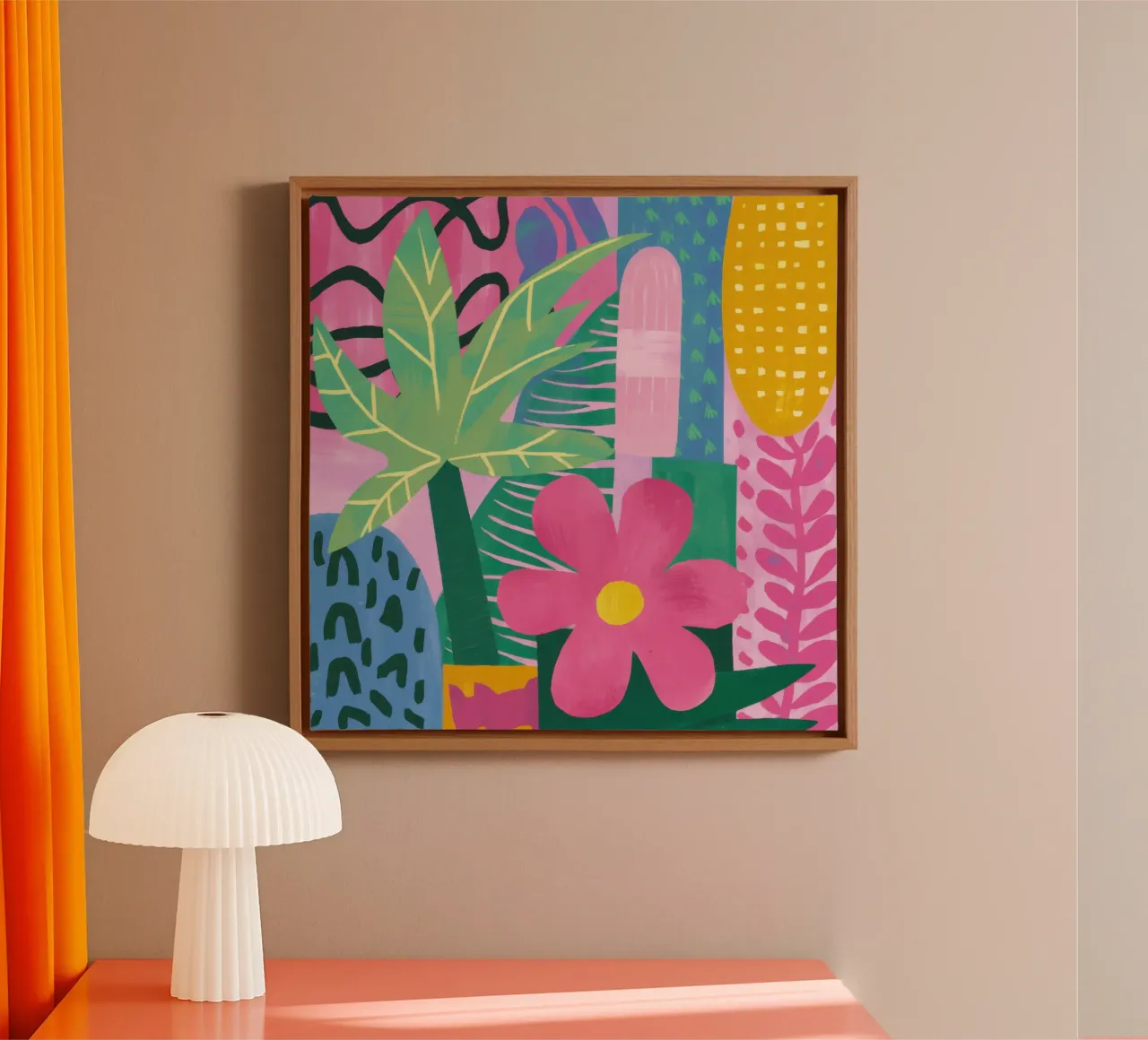 Vibrant Floral Columns canvas with Floater frame by Bruce Juice