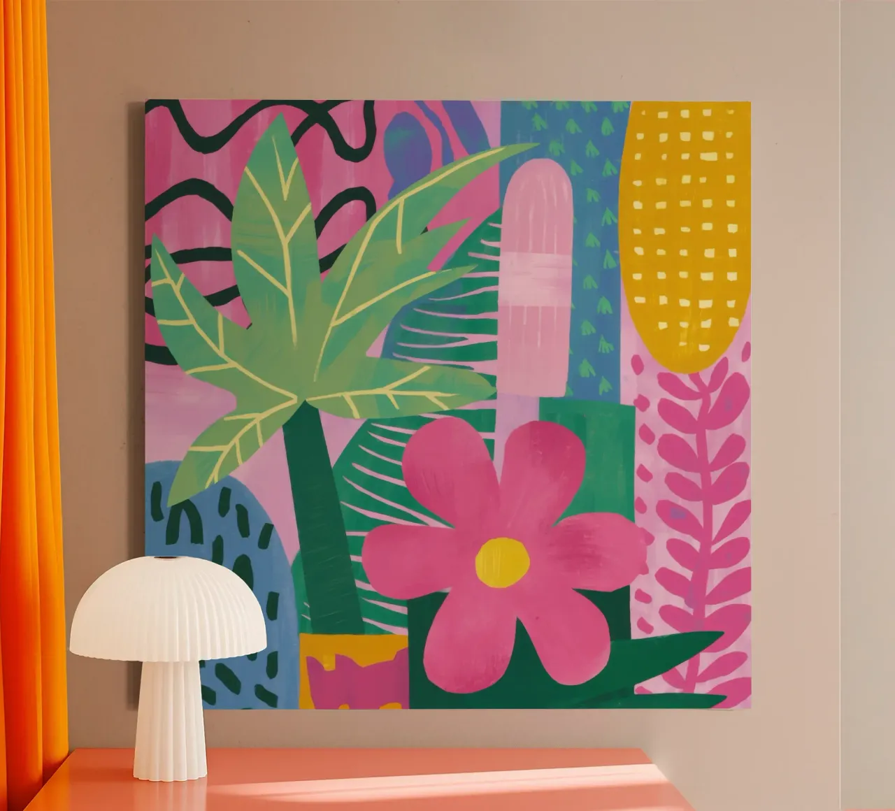 Vibrant Floral Columns canvas with Floater frame by Bruce Juice