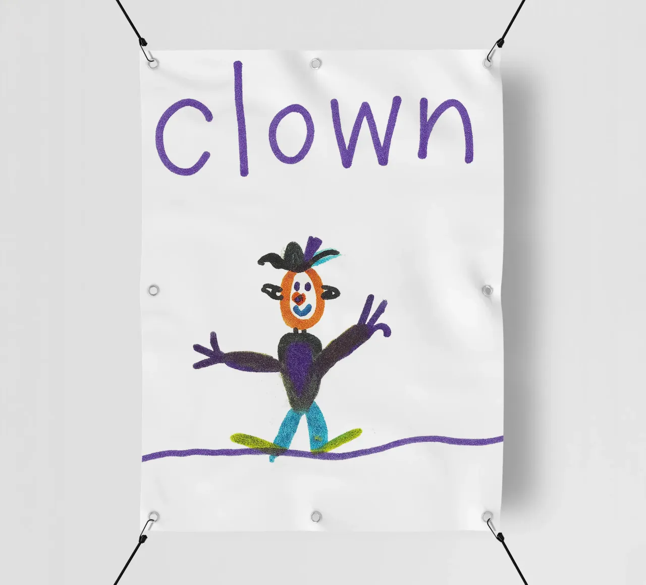 CLOWN auf dem Hochseil im Zirkus telo in pvc da Vintage Van Gogh