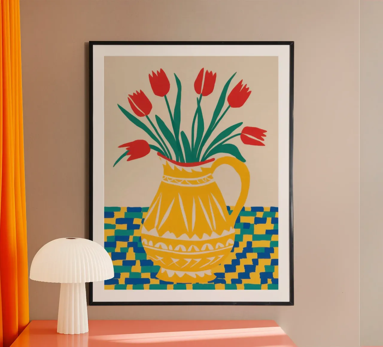 Tulips in Patterned Vase poster by Bruce Juice