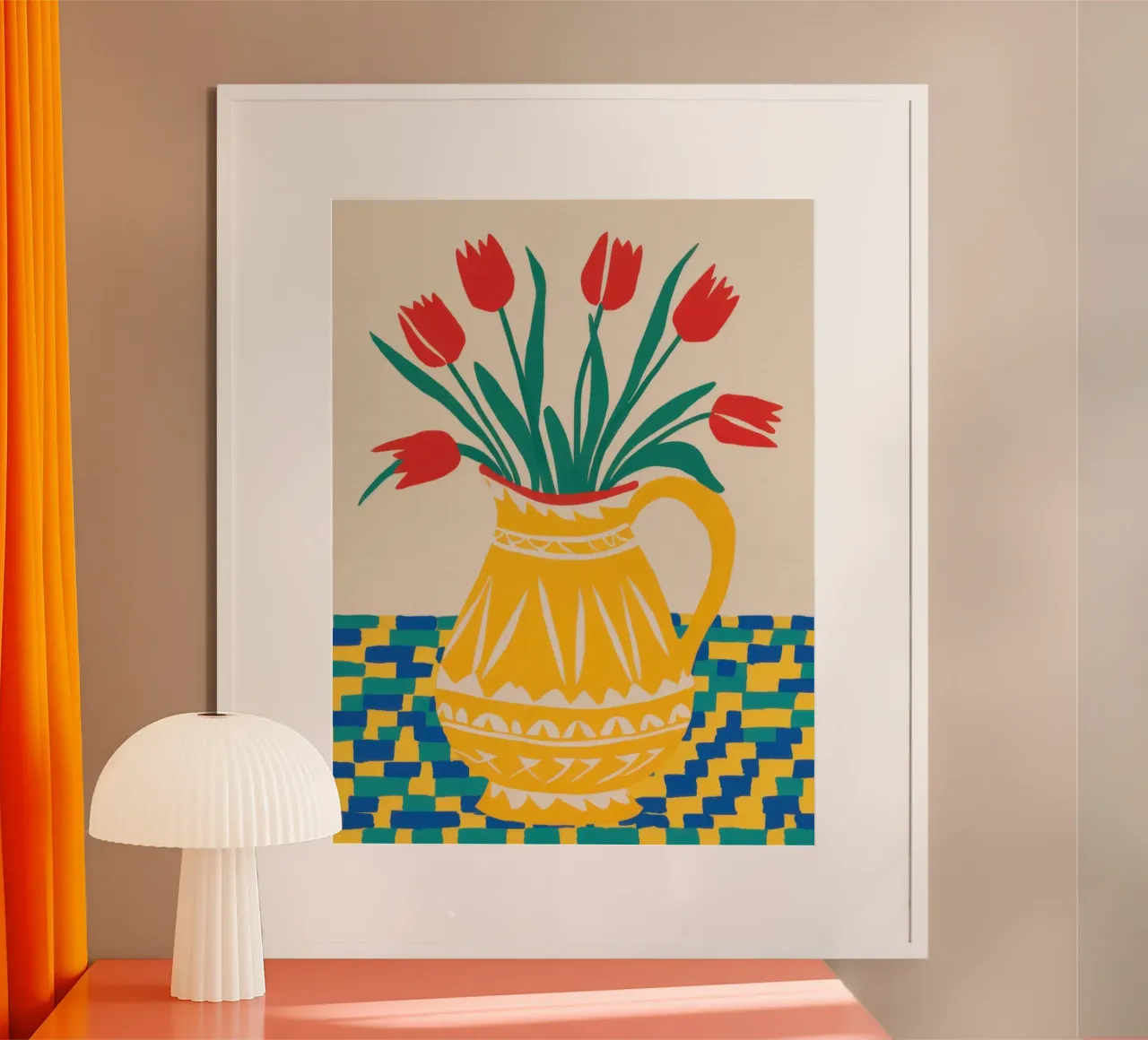 Tulips in Patterned Vase poster by Bruce Juice