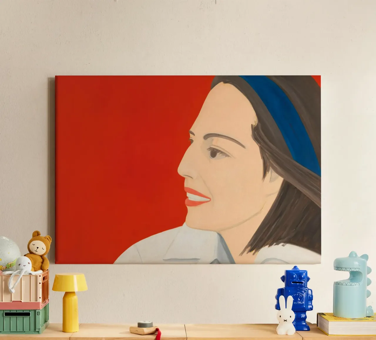 Alex Katz Il sorriso rosso tela con Cornice a cassetta da Marcobarshop