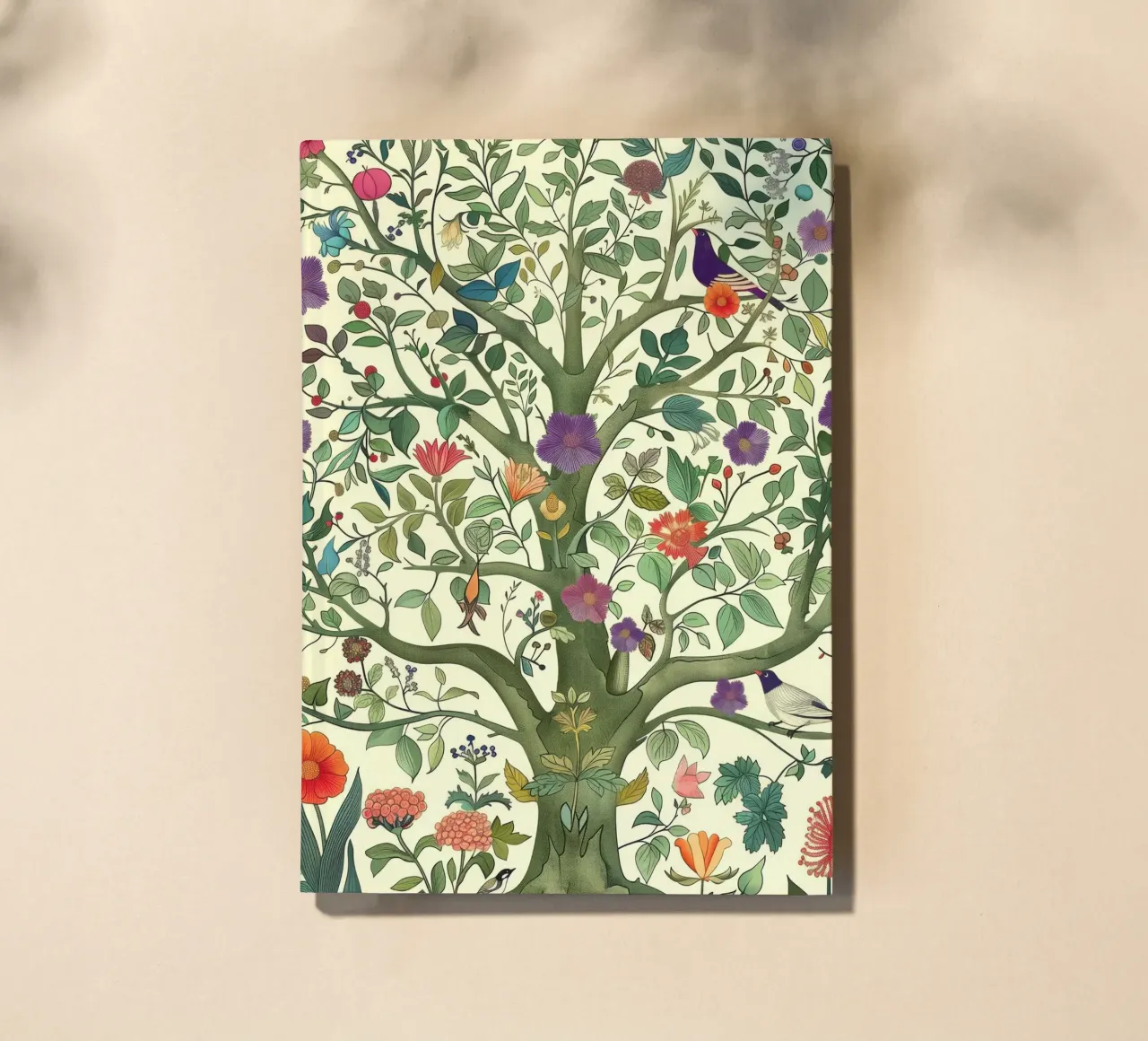 Vintage Botanical Tree of Life with Birds and Spring Flower notebook by Gentle Echoes Art