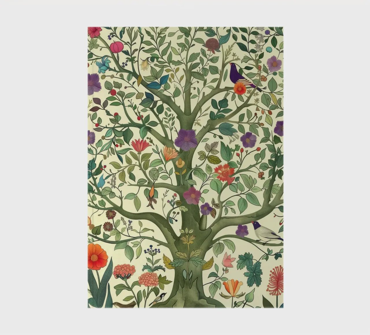Vintage Botanical Tree of Life with Birds and Spring Flower notebook by Gentle Echoes Art