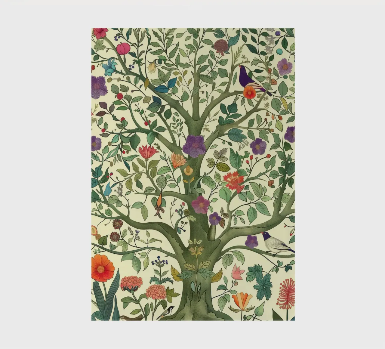 Vintage Botanical Tree of Life with Birds and Spring Flower notebook by Gentle Echoes Art