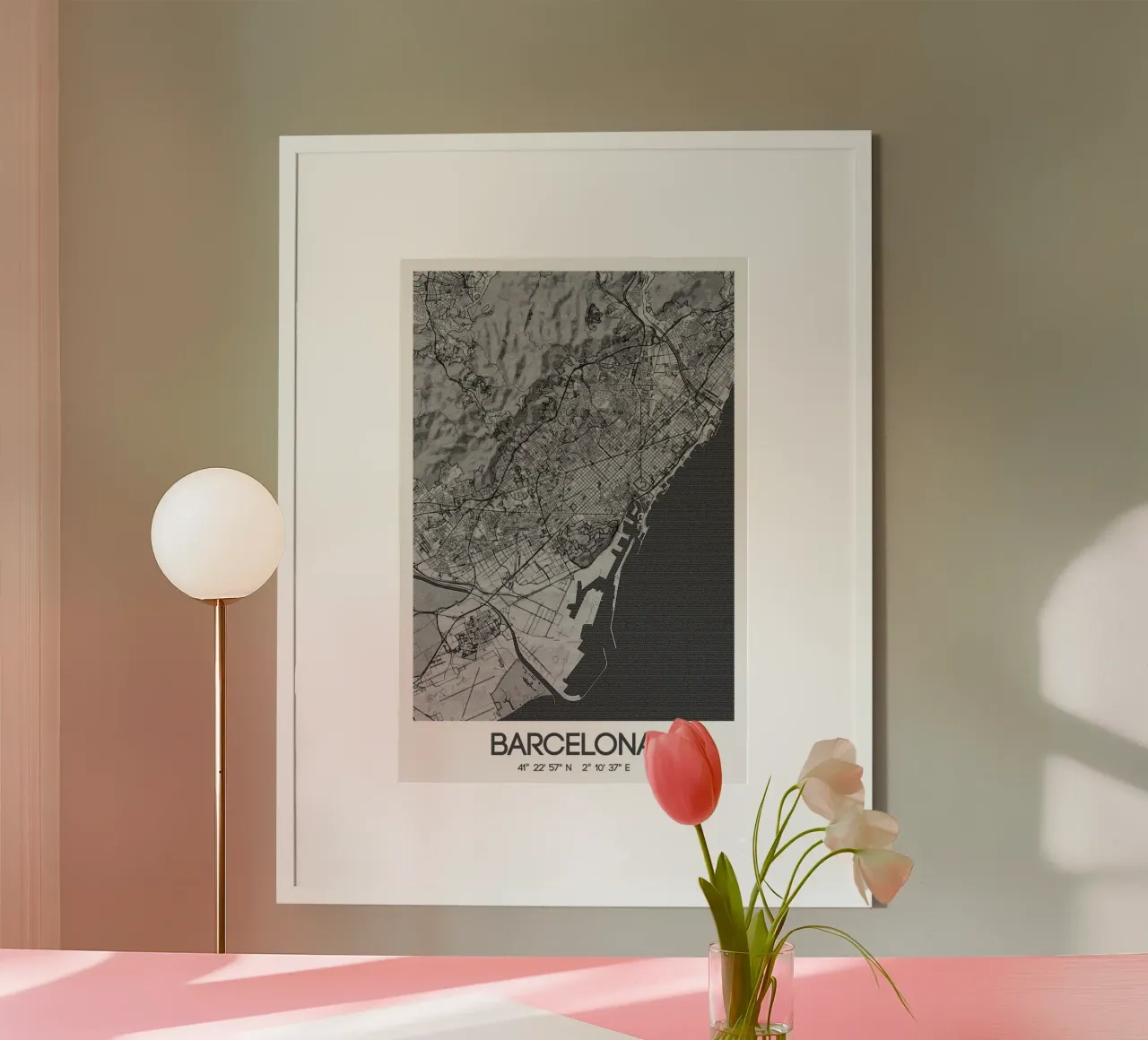 Kunstposter Barcelona - Stadsplattegrond in modern ontwerp poster van CityMapPoster