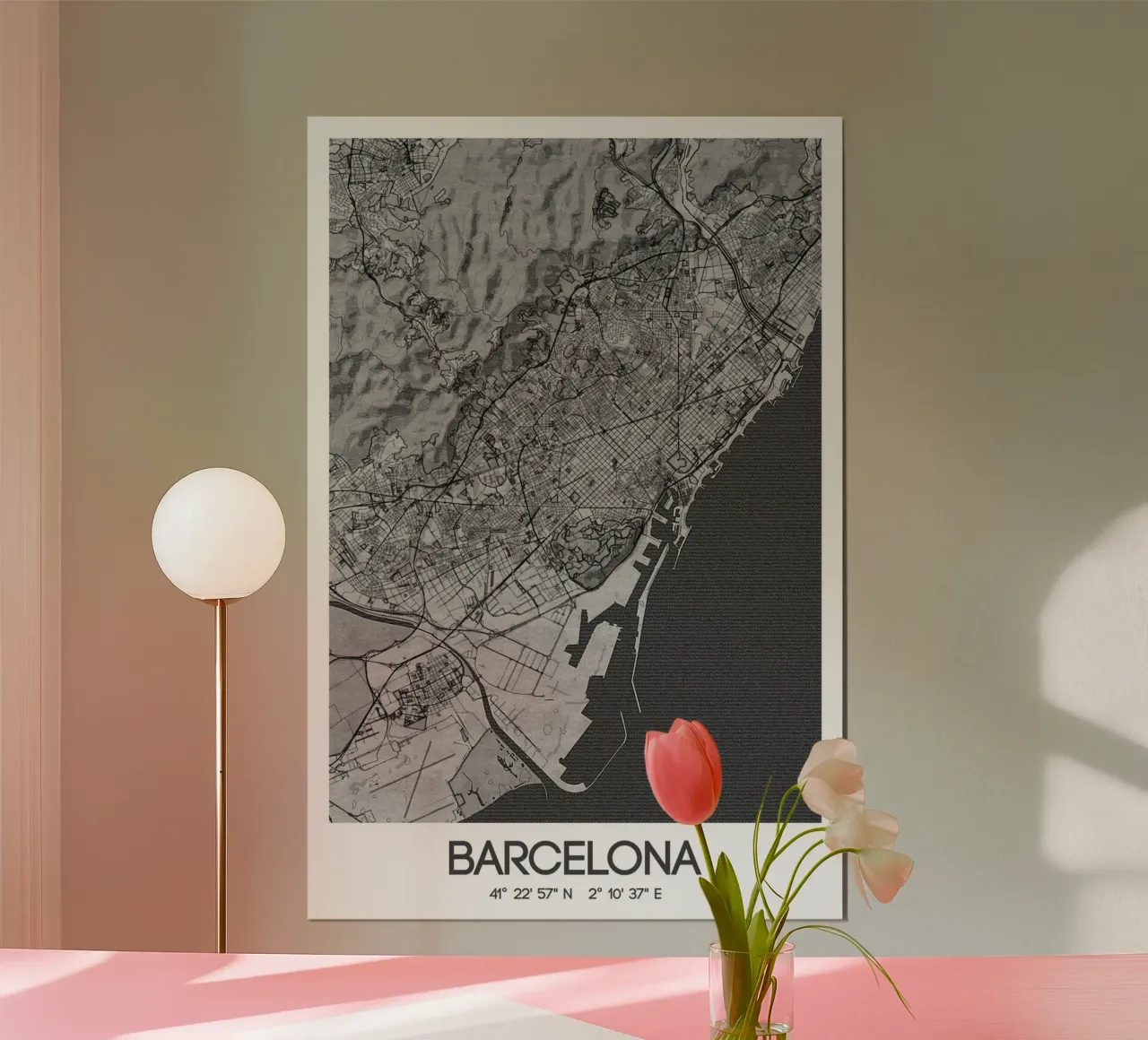 Kunstposter Barcelona - Stadsplattegrond in modern ontwerp poster van CityMapPoster