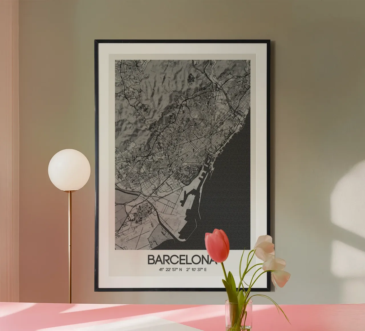 Kunstposter Barcelona - Stadsplattegrond in modern ontwerp poster van CityMapPoster