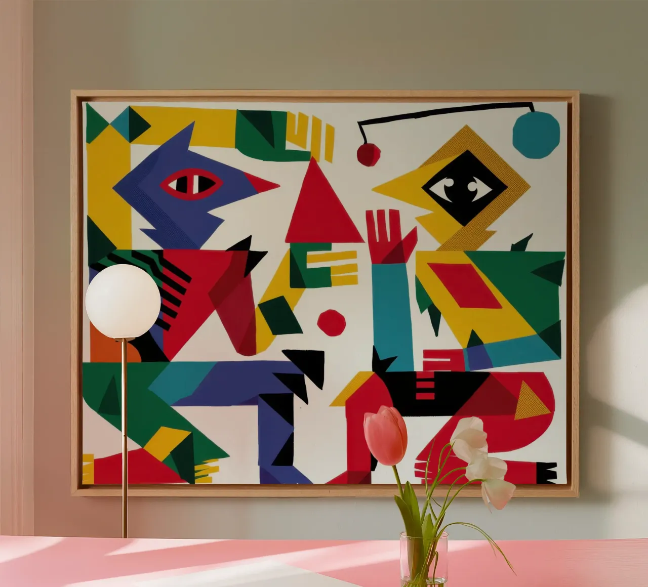 Primary Colors Abstract canvas with Floater frame by Bruce Juice