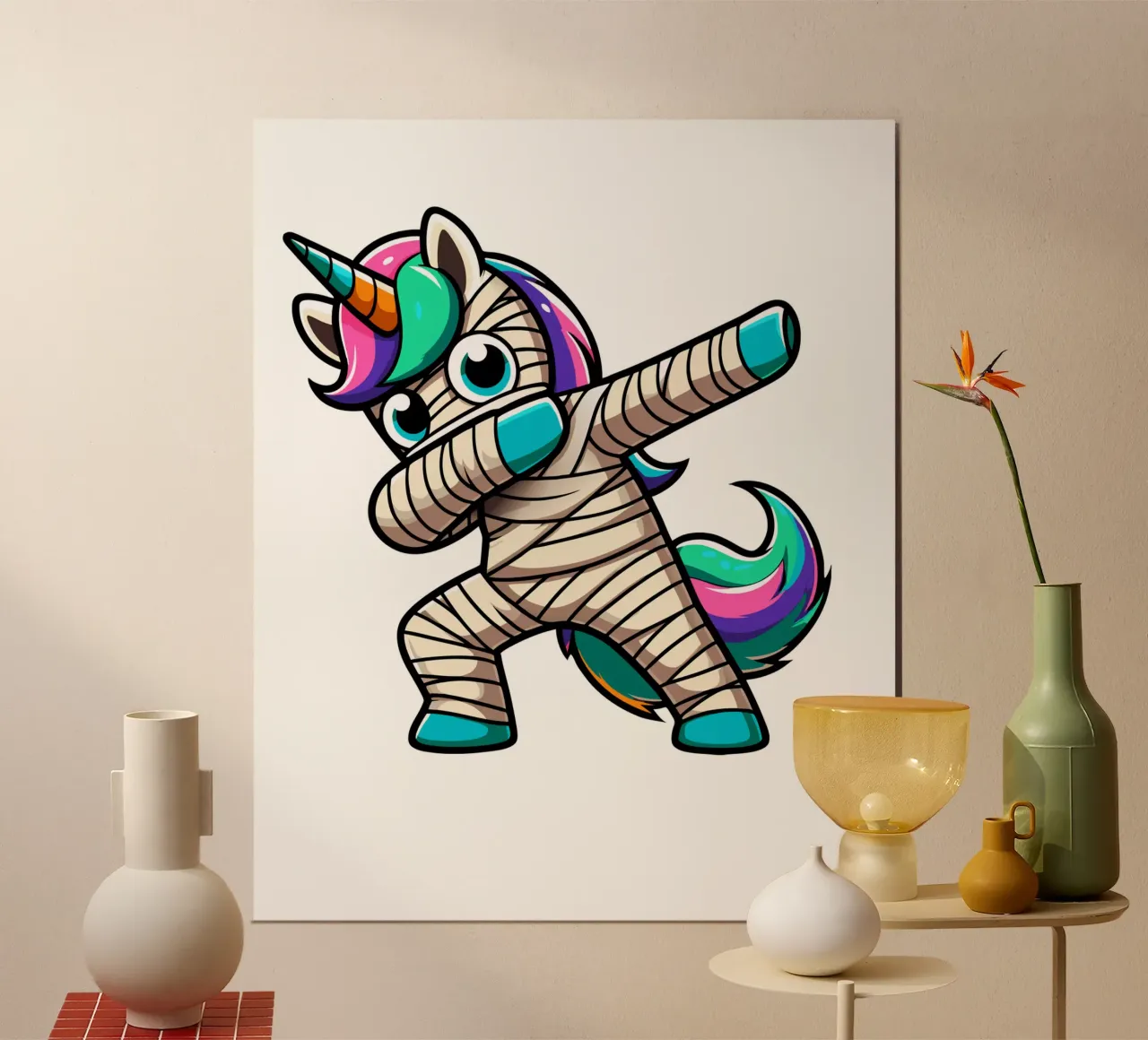 Unicorn Mummy poster con telaio in plastica da edsonramosart