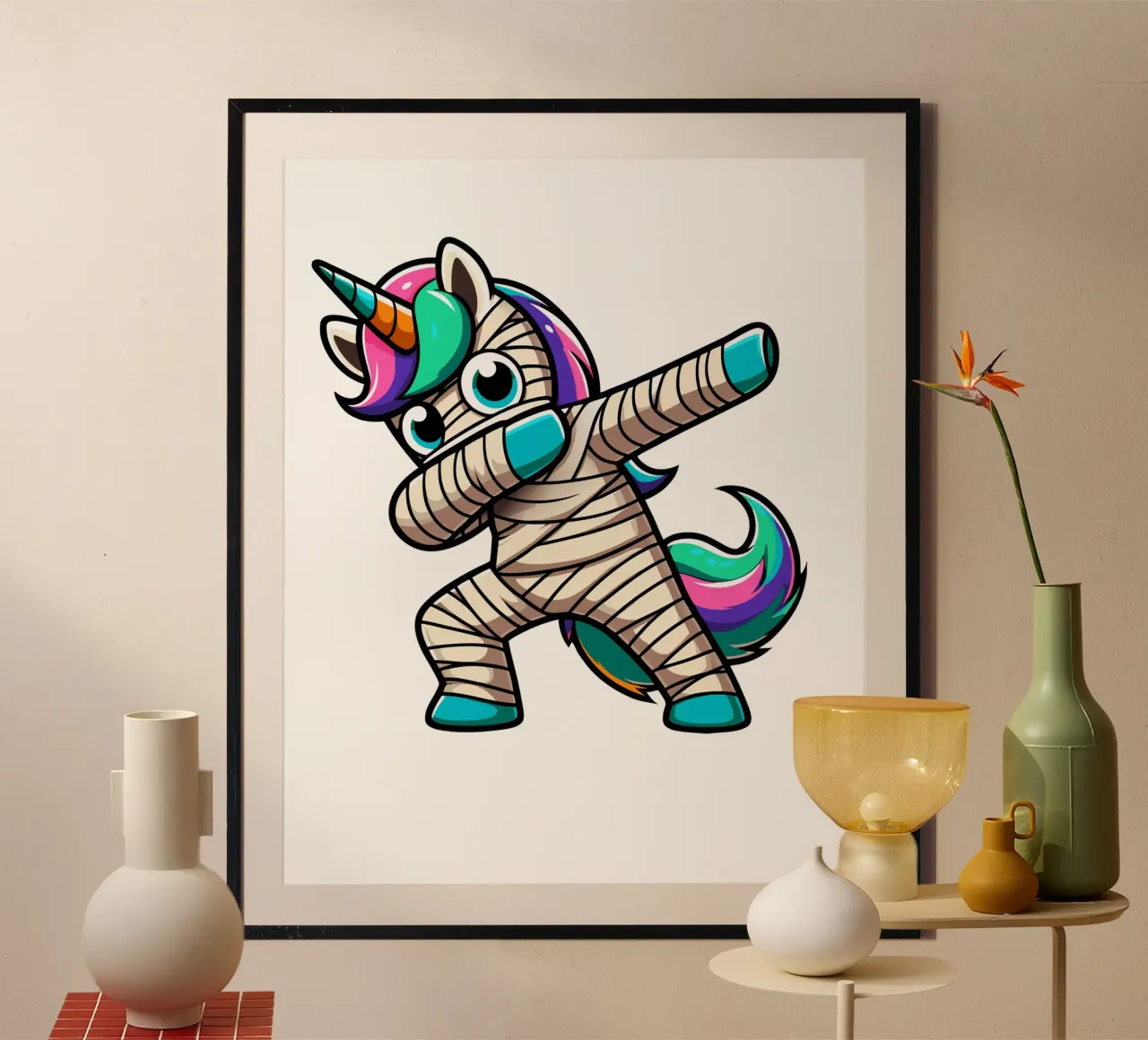 Unicorn Mummy poster con telaio in plastica da edsonramosart