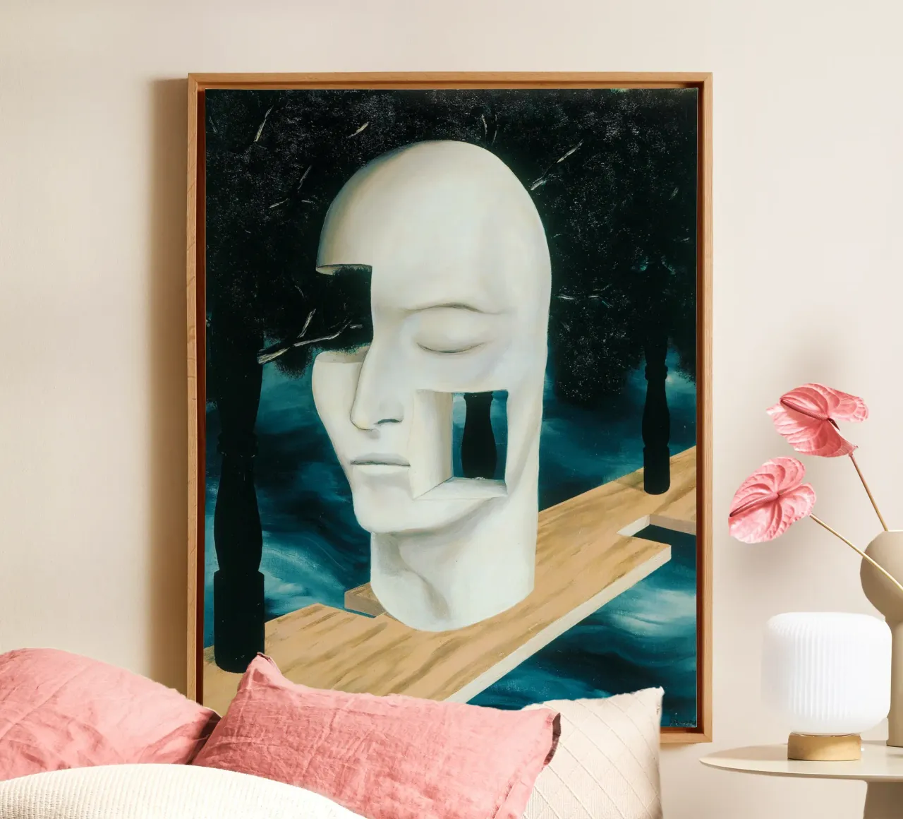 Face of Genius by René Magritte canvas with Floater frame by Classic Art Prints