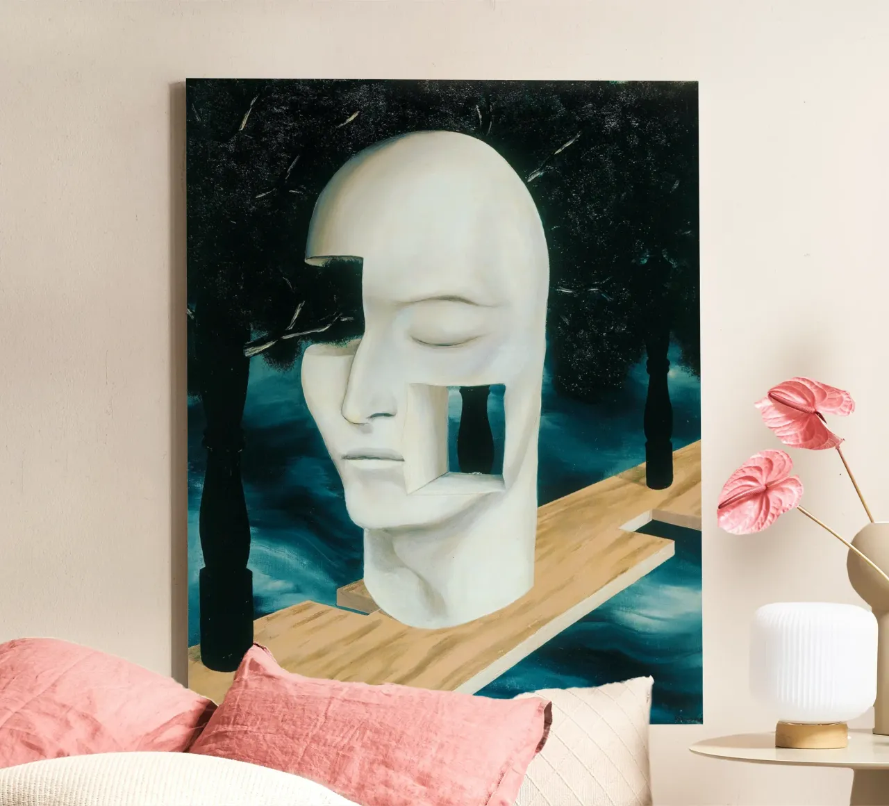 Face of Genius by René Magritte canvas with Floater frame by Classic Art Prints
