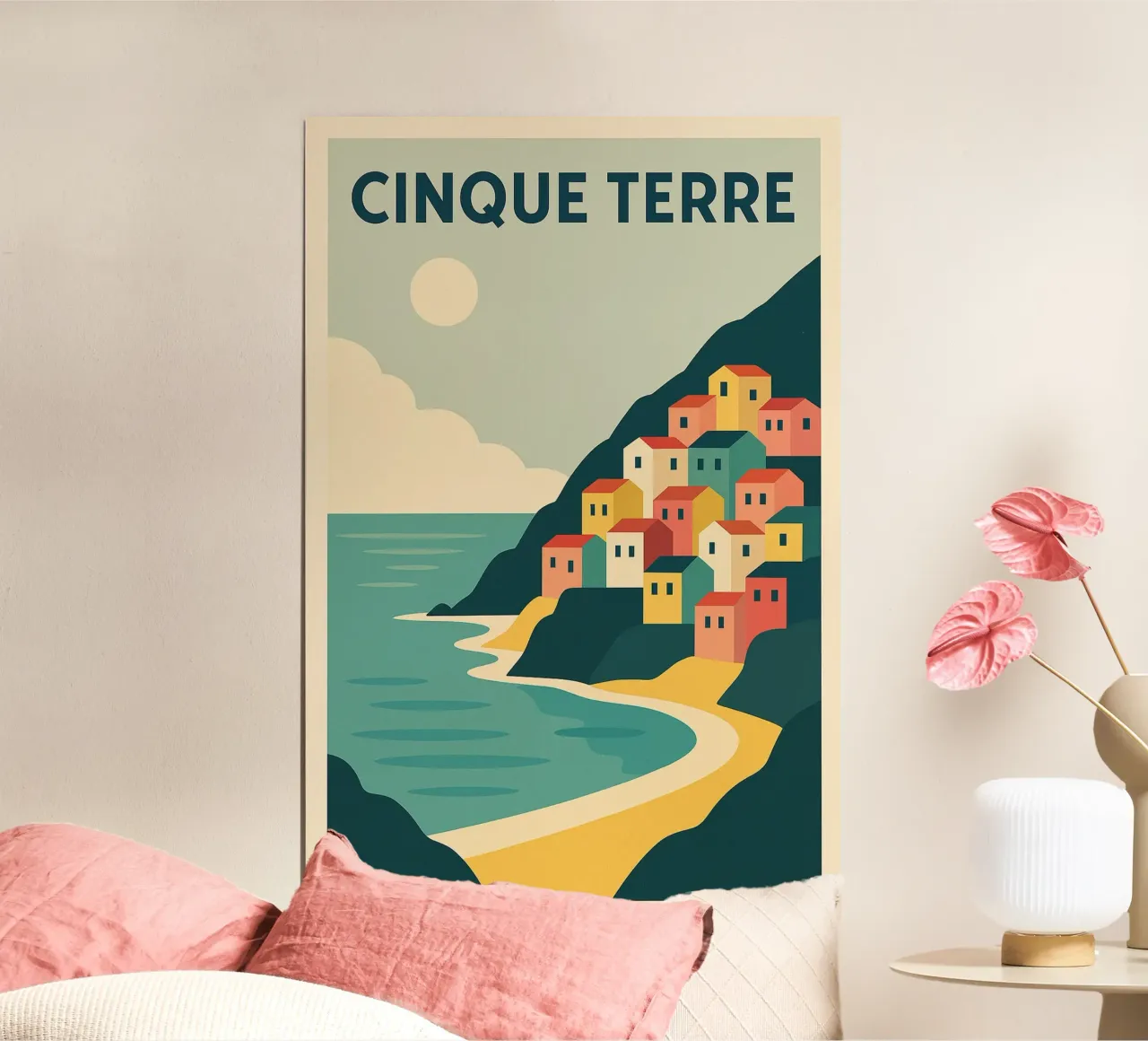 CINQUE TERRE - Un colorato villaggio di collina poster con telaio in plastica da JETLAG | affiches voyage