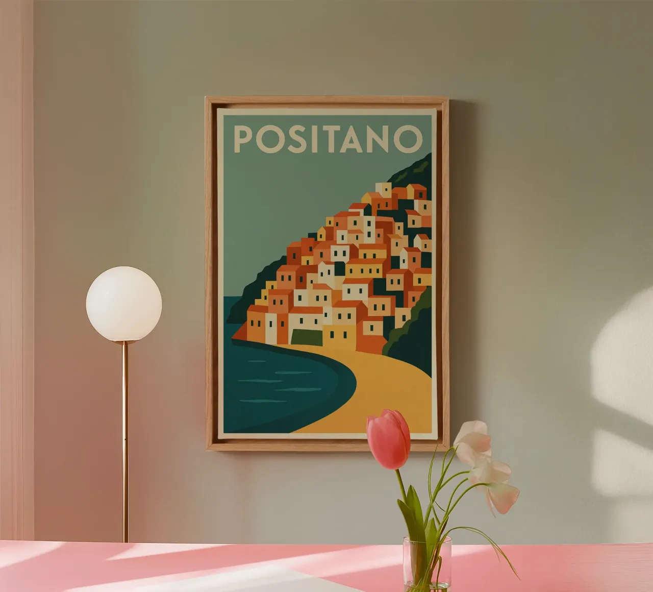 POSITANO - Een dorp tussen zee en lucht canvas met Baklijst van JETLAG | affiches voyage