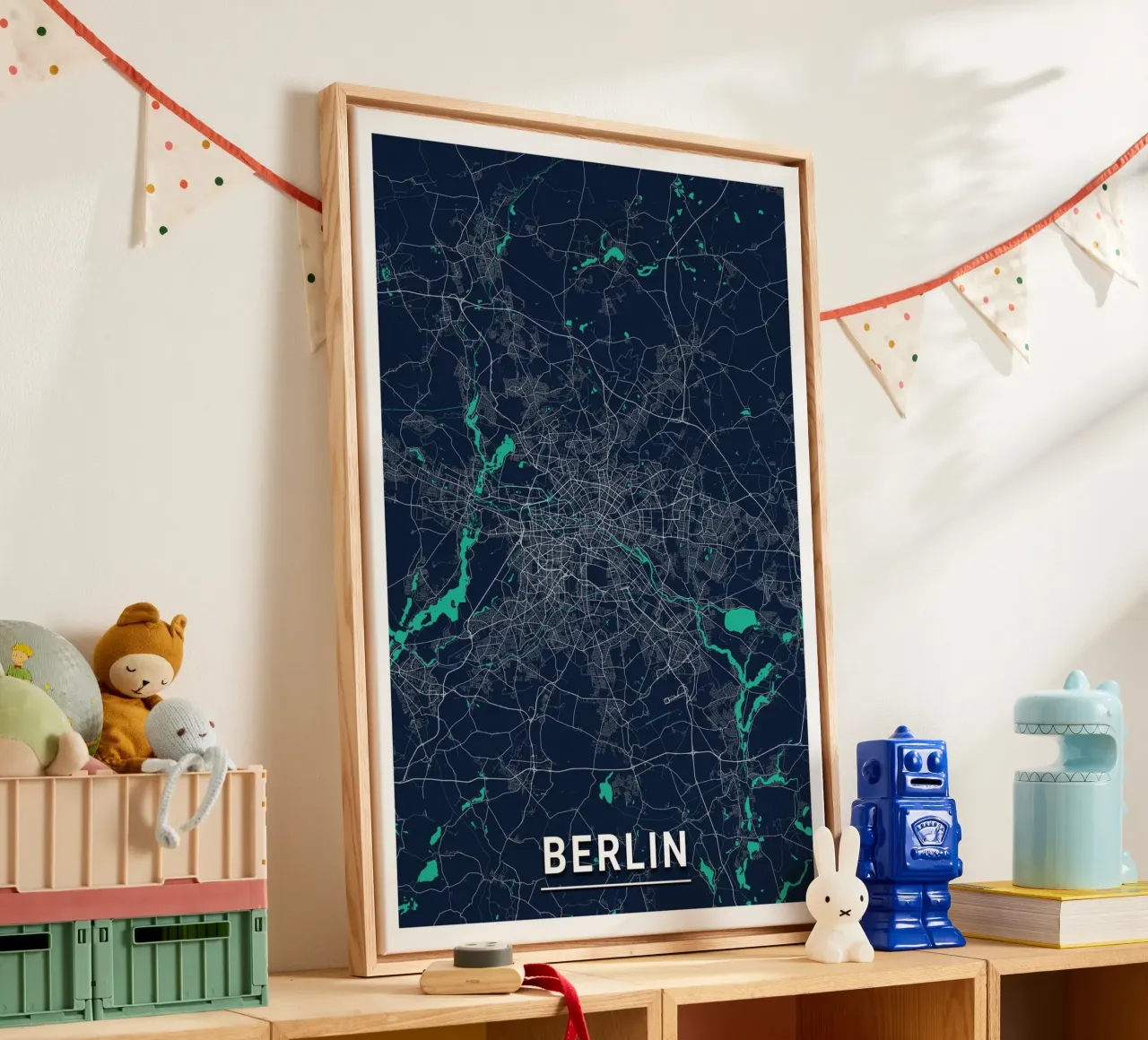 Berlin architecture art - poster and canvas picture canvas with Floater frame by CityMapPoster