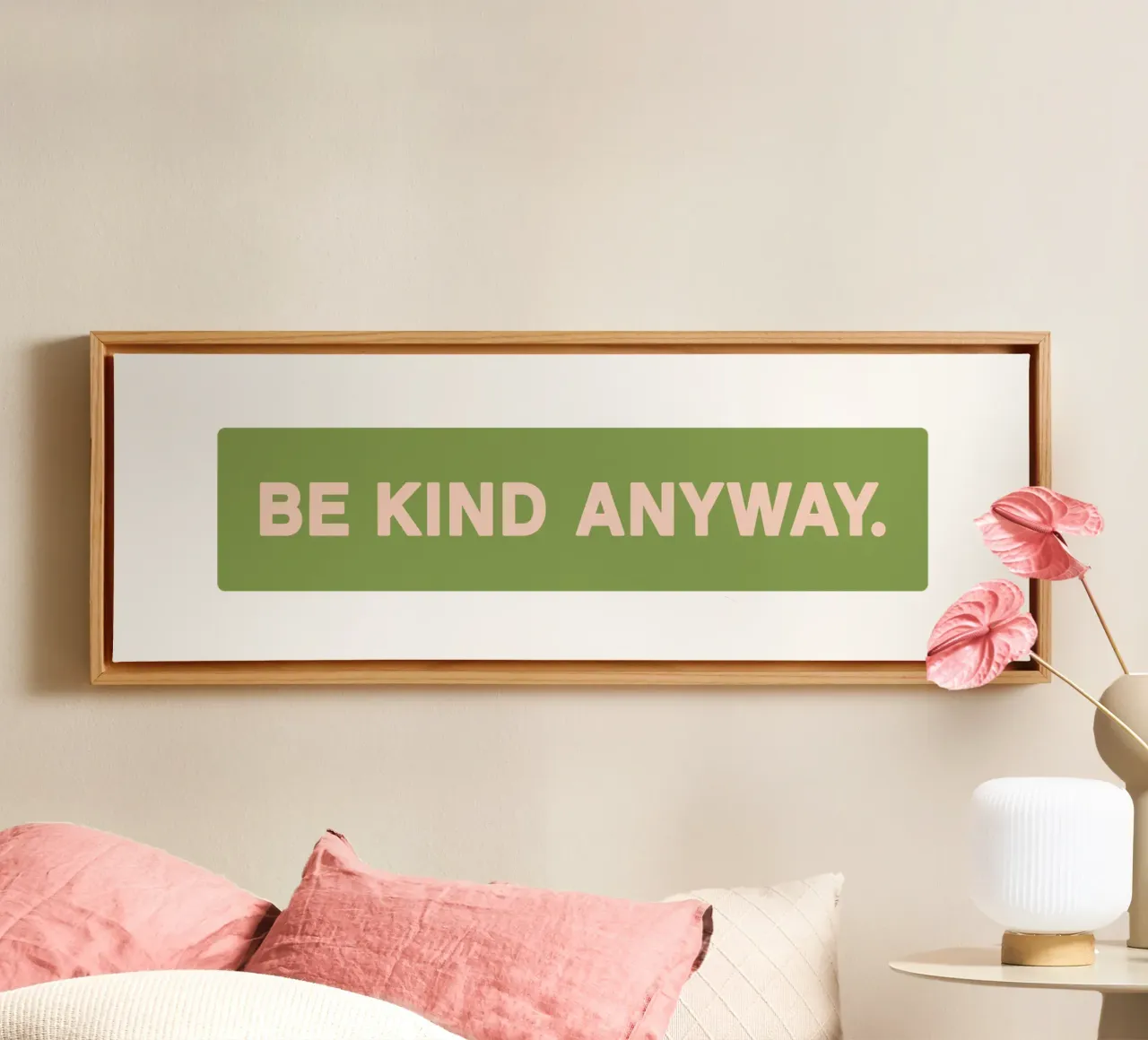 Be Kind Anyway canvas with Floater frame by Mariel Toigo