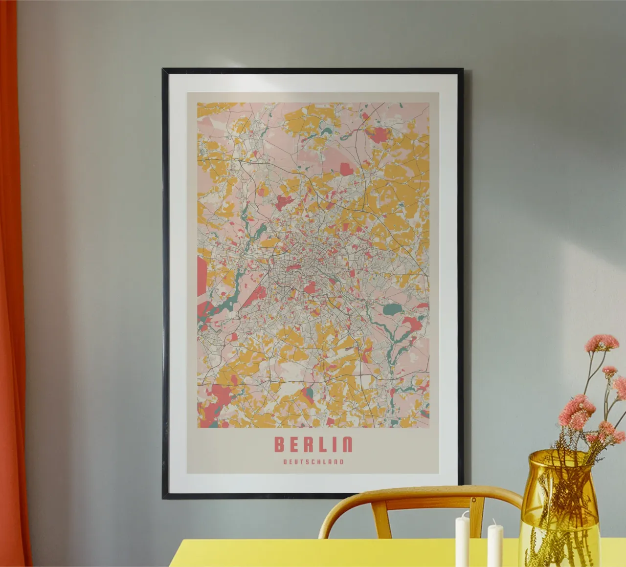 Poster di Berlino - Design moderno e minimalista poster con telaio in legno da CityMapPoster
