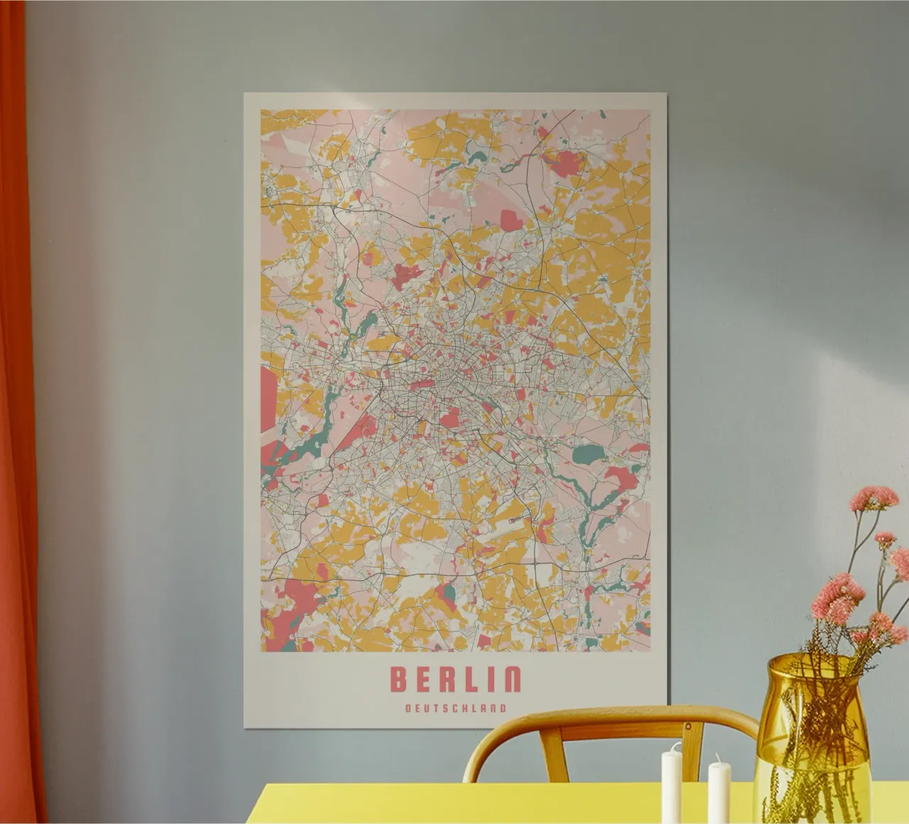 Poster di Berlino - Design moderno e minimalista poster con telaio in legno da CityMapPoster