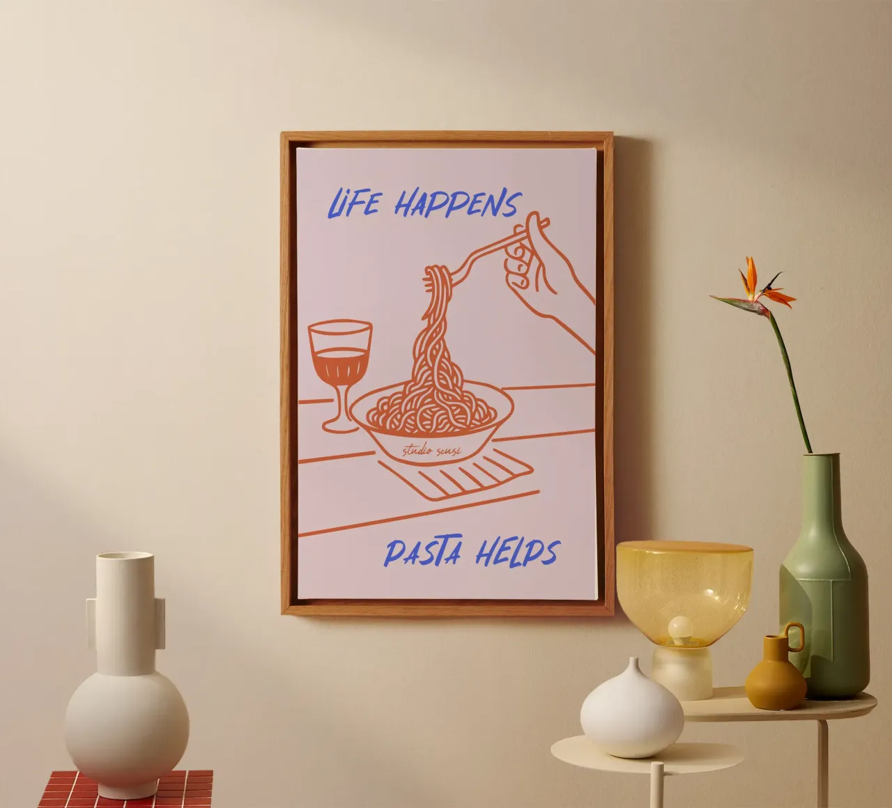 Life Happens - Pasta Helps tela con Cornice a cassetta da studio scusi