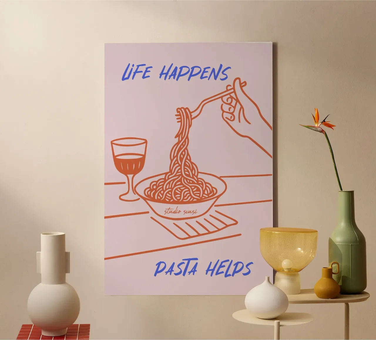 Life Happens - Pasta Helps tela con Cornice a cassetta da studio scusi