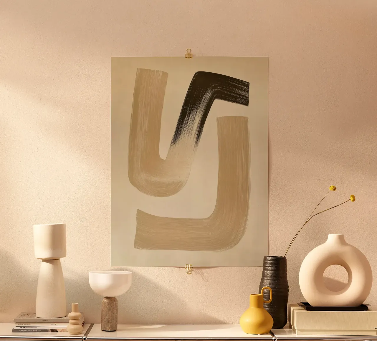 Forme astratte in colori marroni poster con telaio in plastica da Imagine