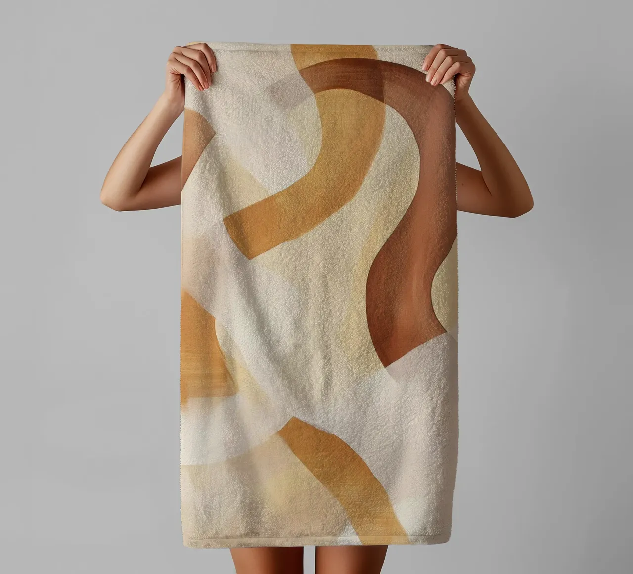 Abstract shapes in brown colors towel by Imagine