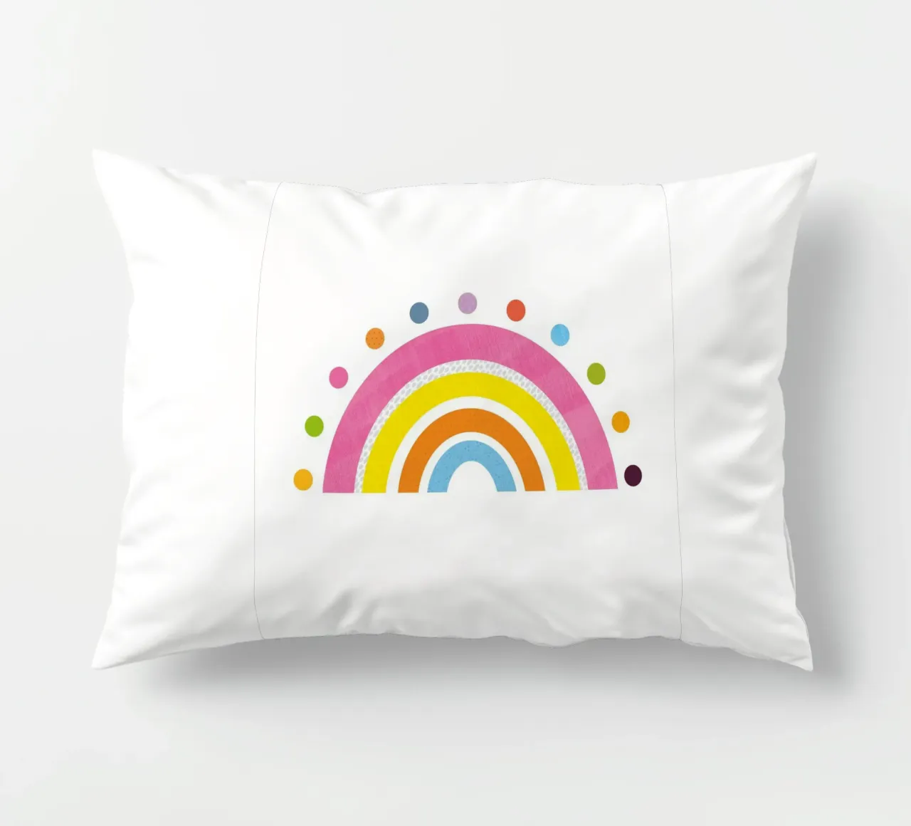 Arcobaleno giocoso con puntini colorati cuscino da JaySan Studio
