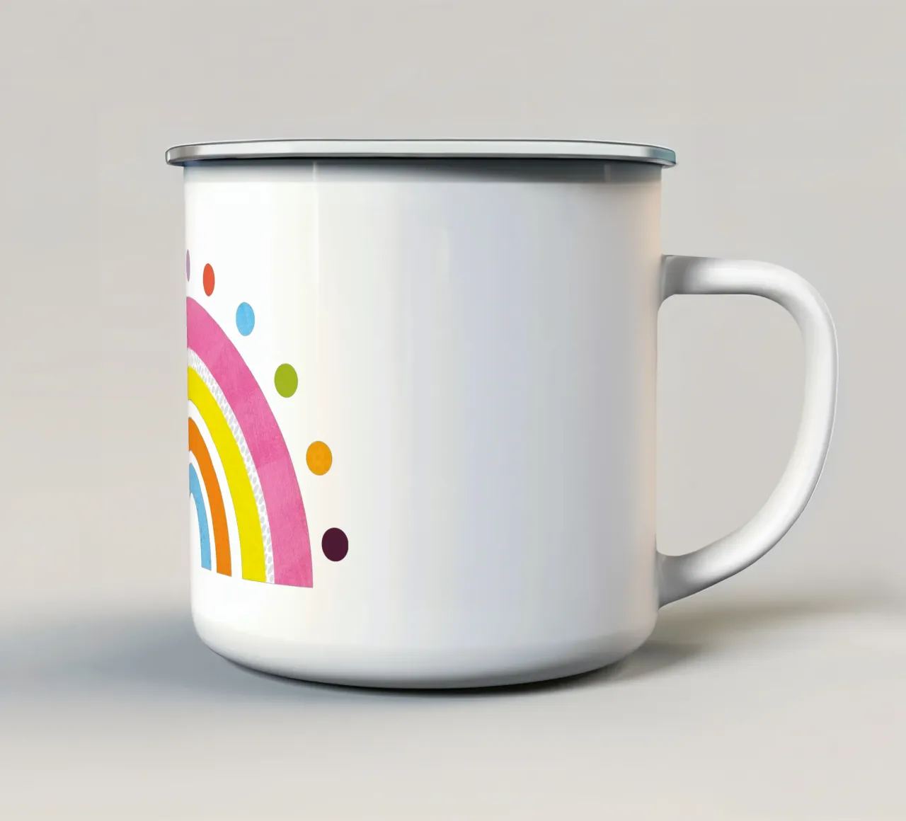 Arcobaleno giocoso con puntini colorati tazza in smalto da JaySan Studio